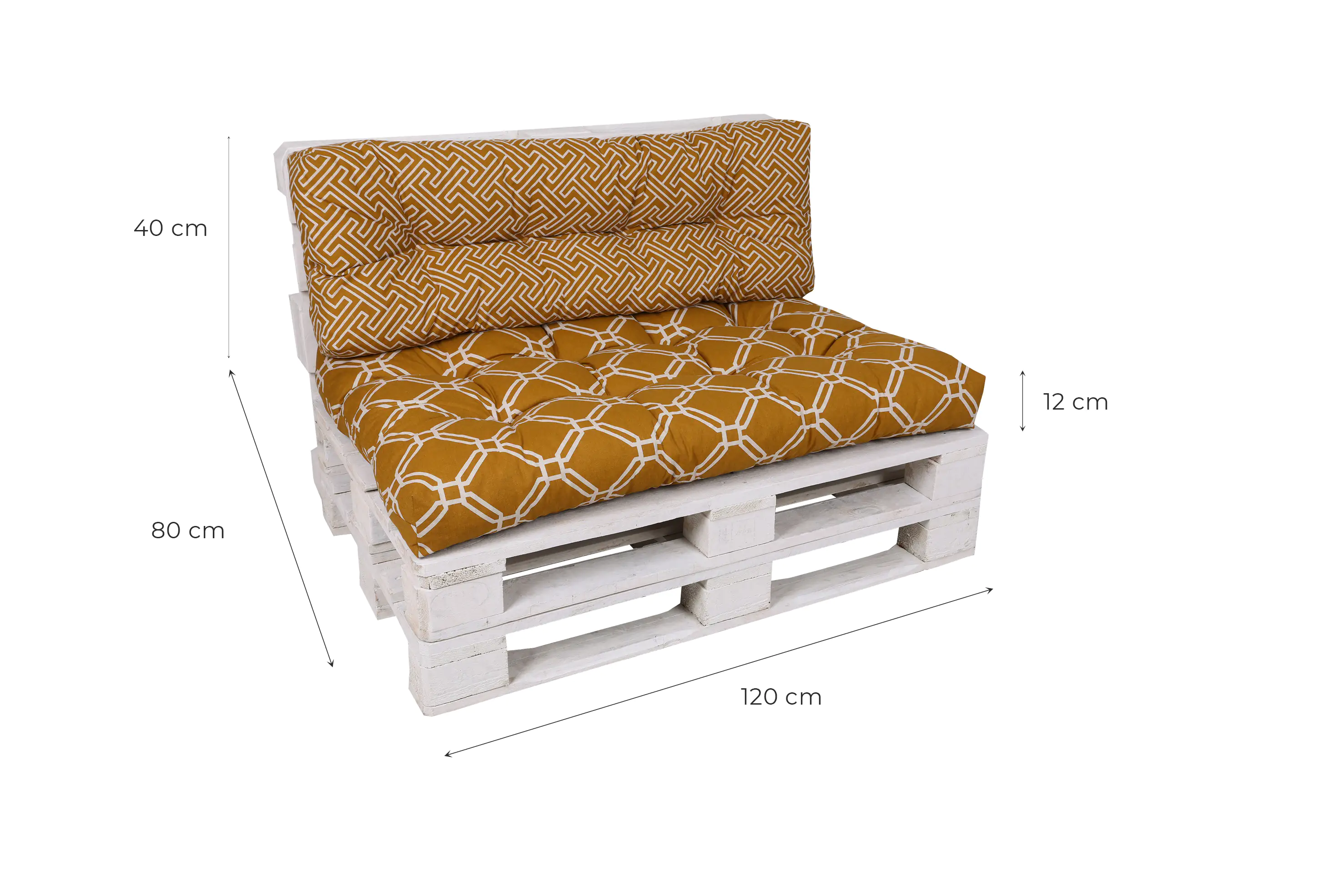 GO-DE Loungekissen-Set für Paletten 120 x 40 x 15 cm, gelb, senf
