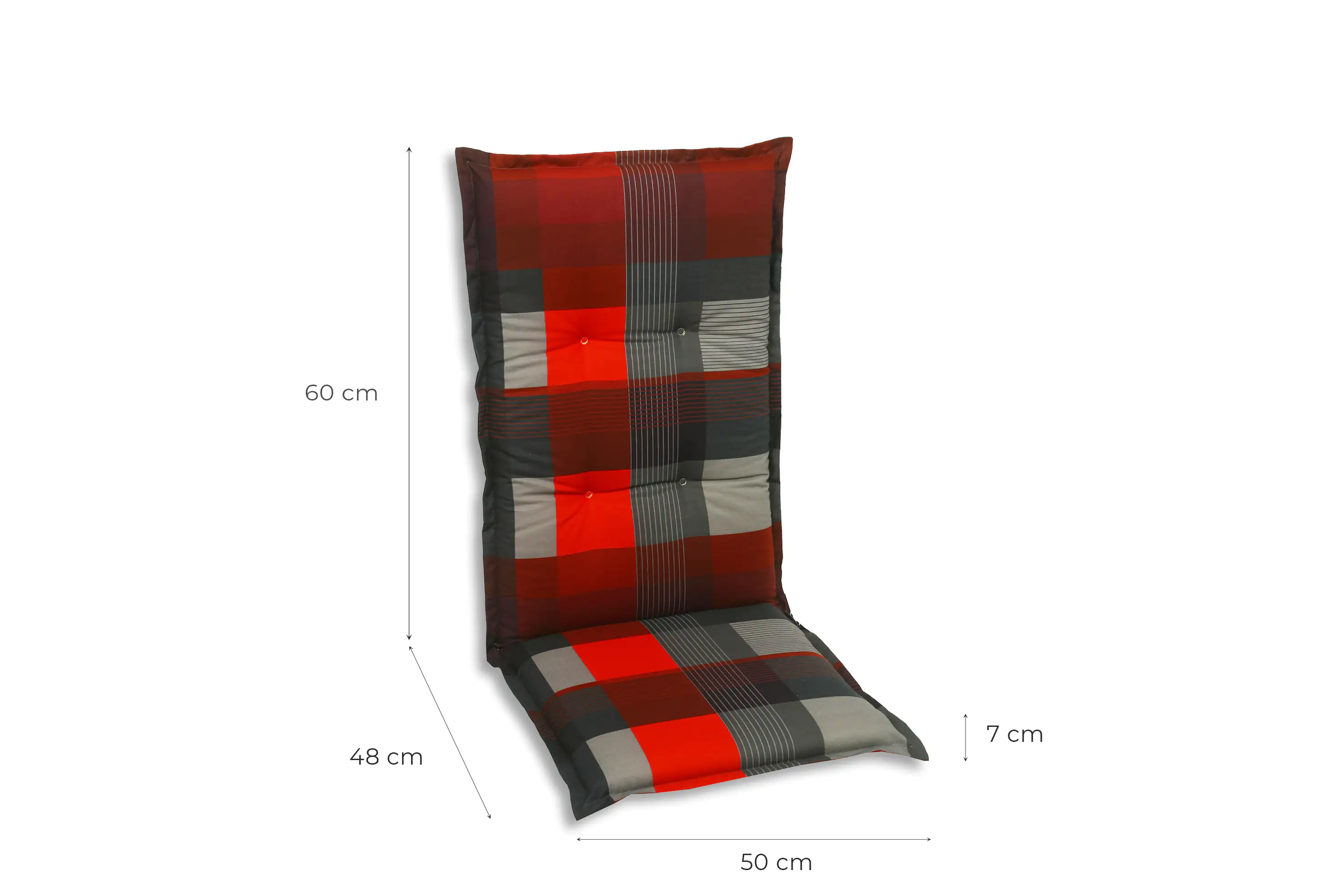 GO-De Mittellehner-Auflage 108 x 50 x 8 cm, rot kariert