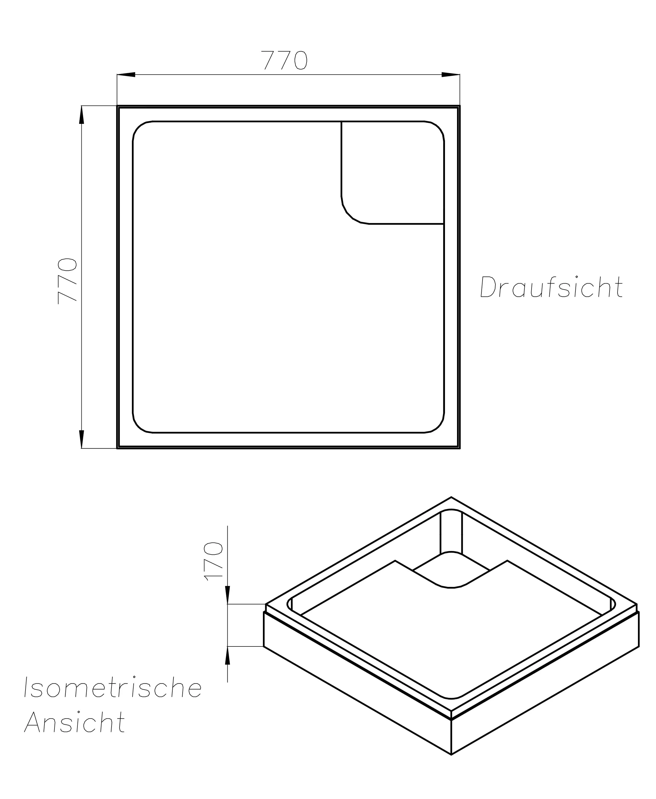 Ottofond Wannenträger Samos 770 x 770 mm