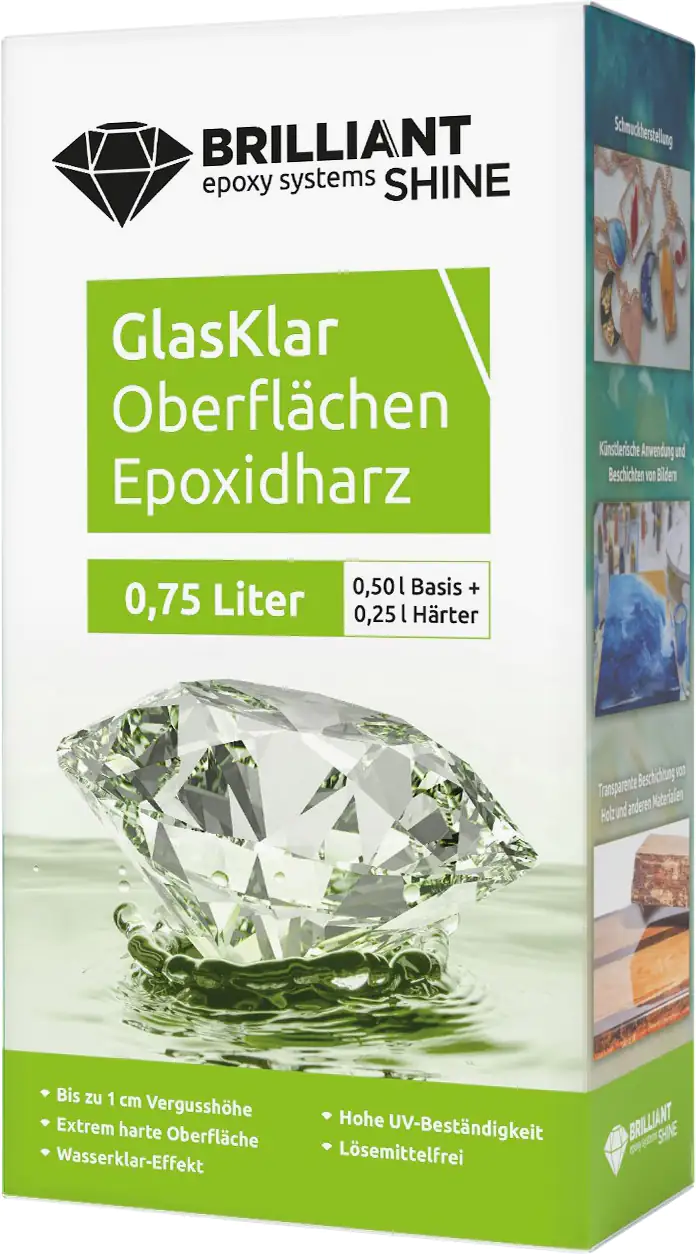 Brilliant Shine Oberflächen Epoxidharz Glasklar Epoxid A+B, 0,75L