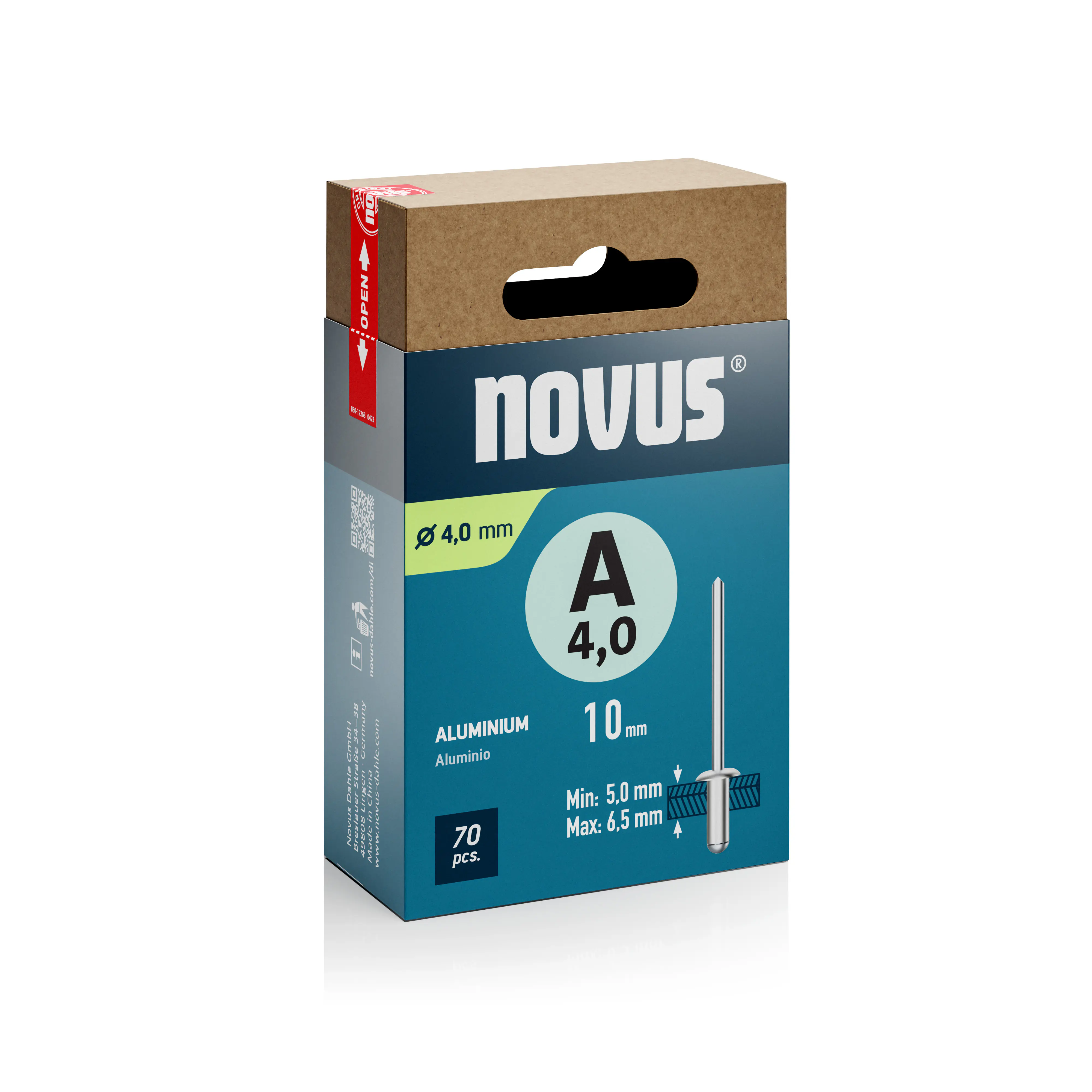 Novus Blindnieten Typ A 4 x 10 mm Aluminium 70 Stück