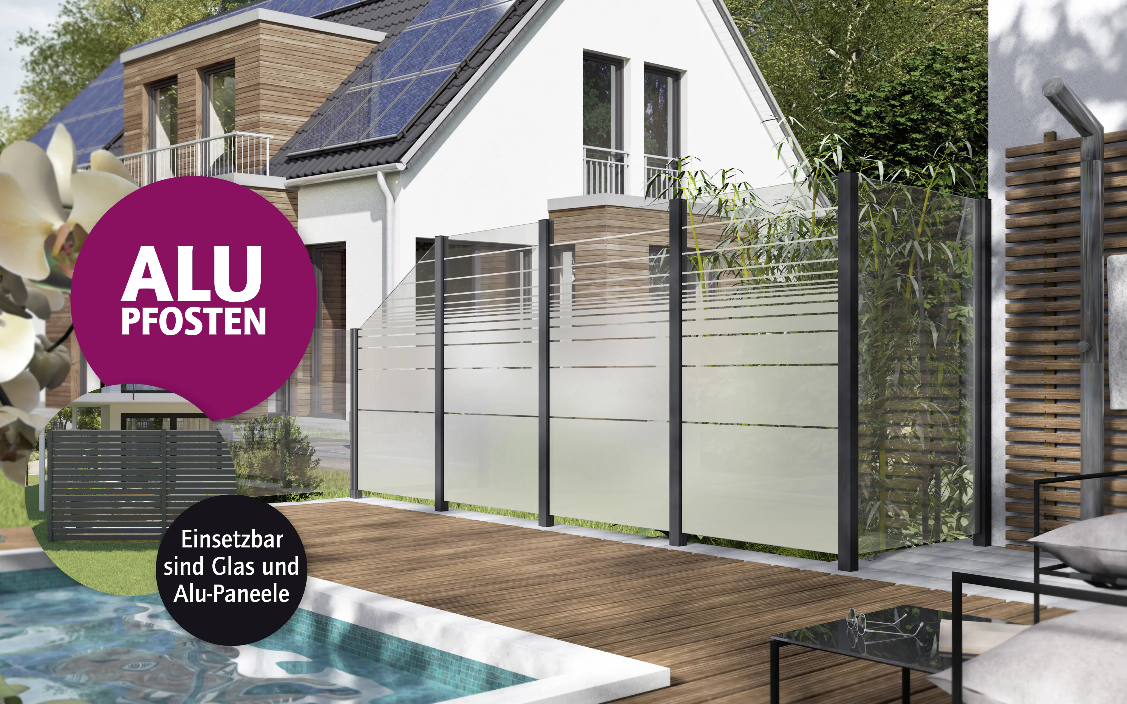 Ambiente Aluminium-Pfosten 127 cm, 68 x 68 mm, Anthrazit Struktur 7016