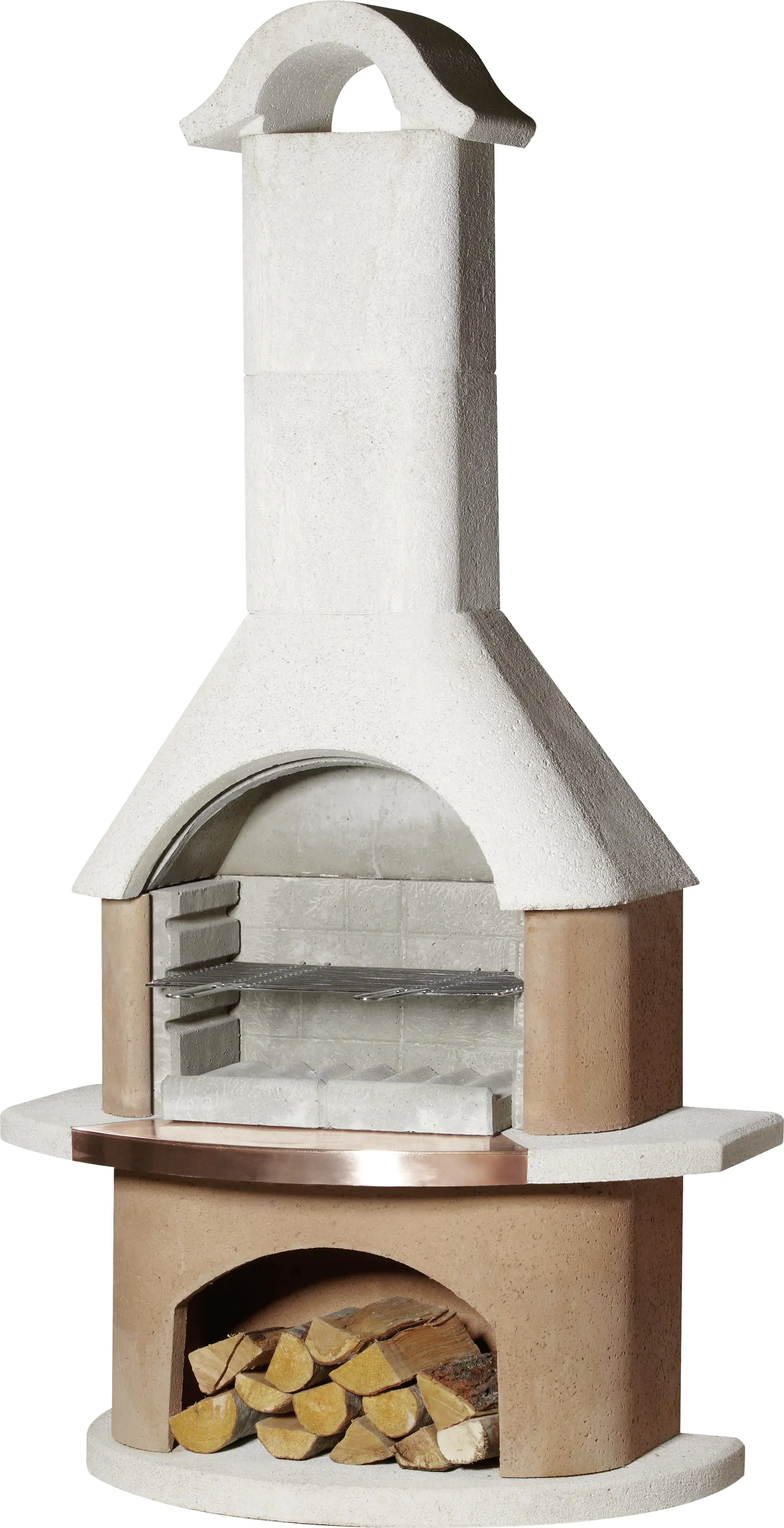 Buschbeck Grillkamin Bologna weiß-terracotta 210 x 110 x 65 cm