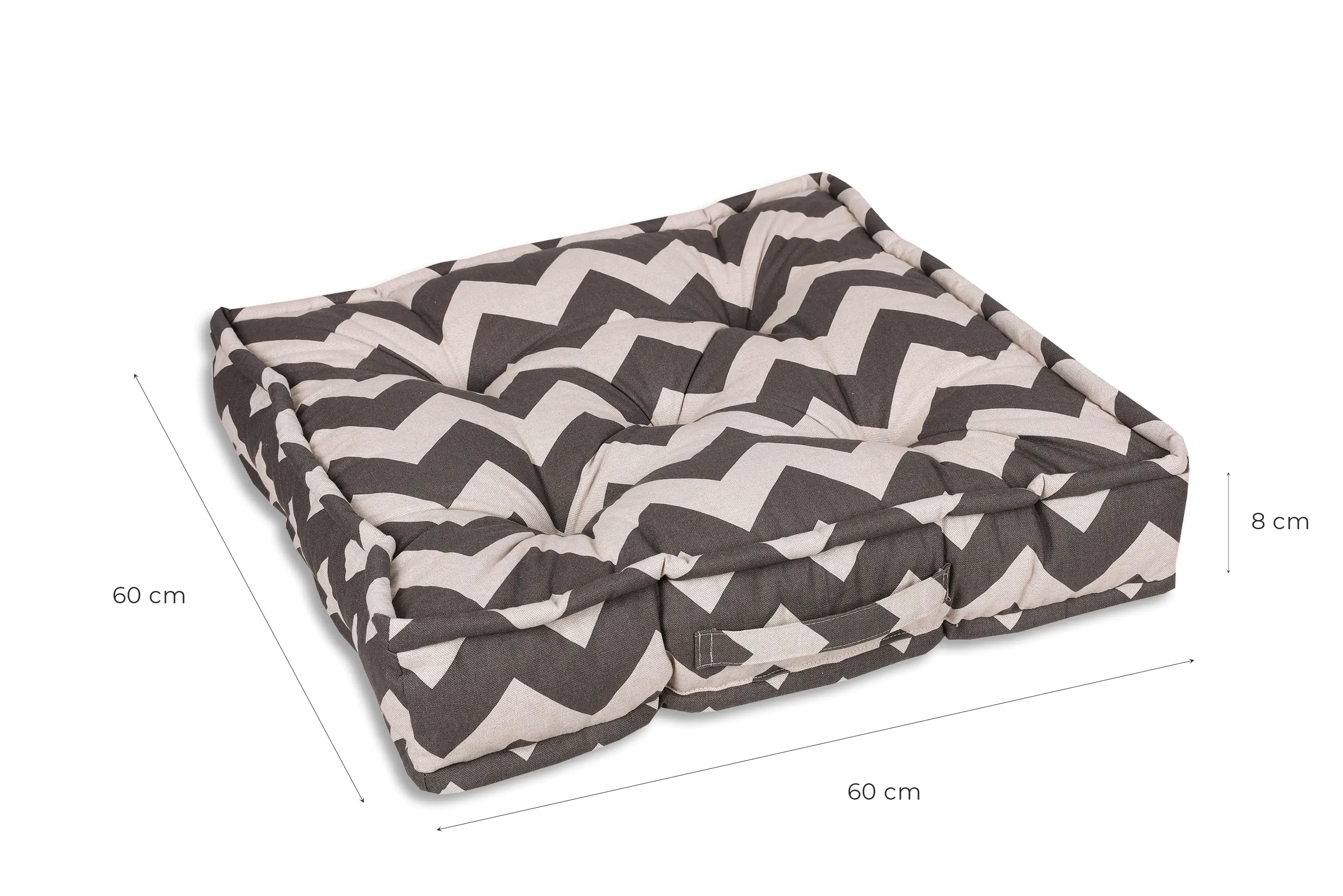 GO-DE Bodenkissen 60 cm x 60 cm x 12 cm Zickzack grau