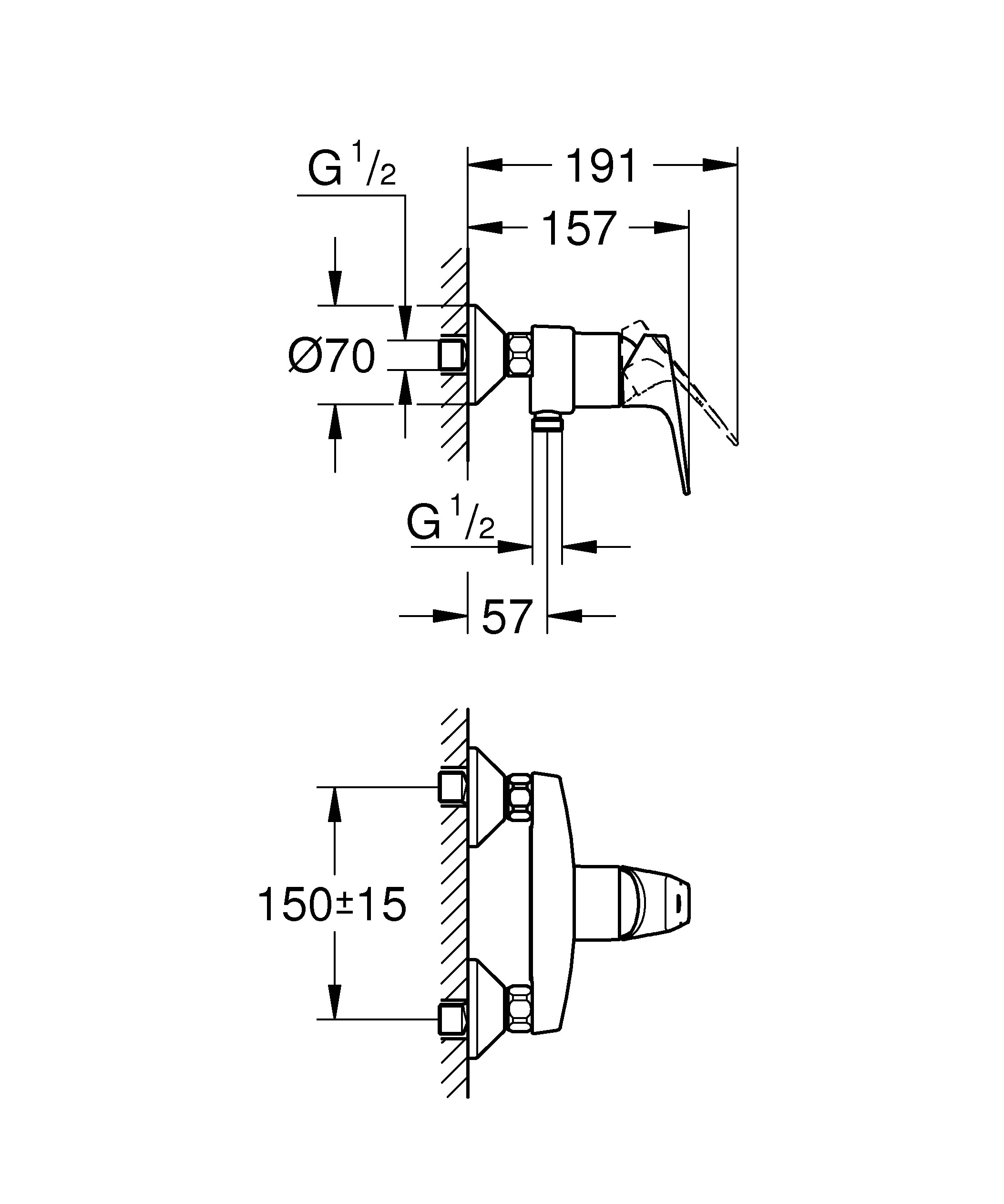 Grohe Start Flow Brausearmatur verchromt, mit variabel einstellbarer Mengenbegrenzung