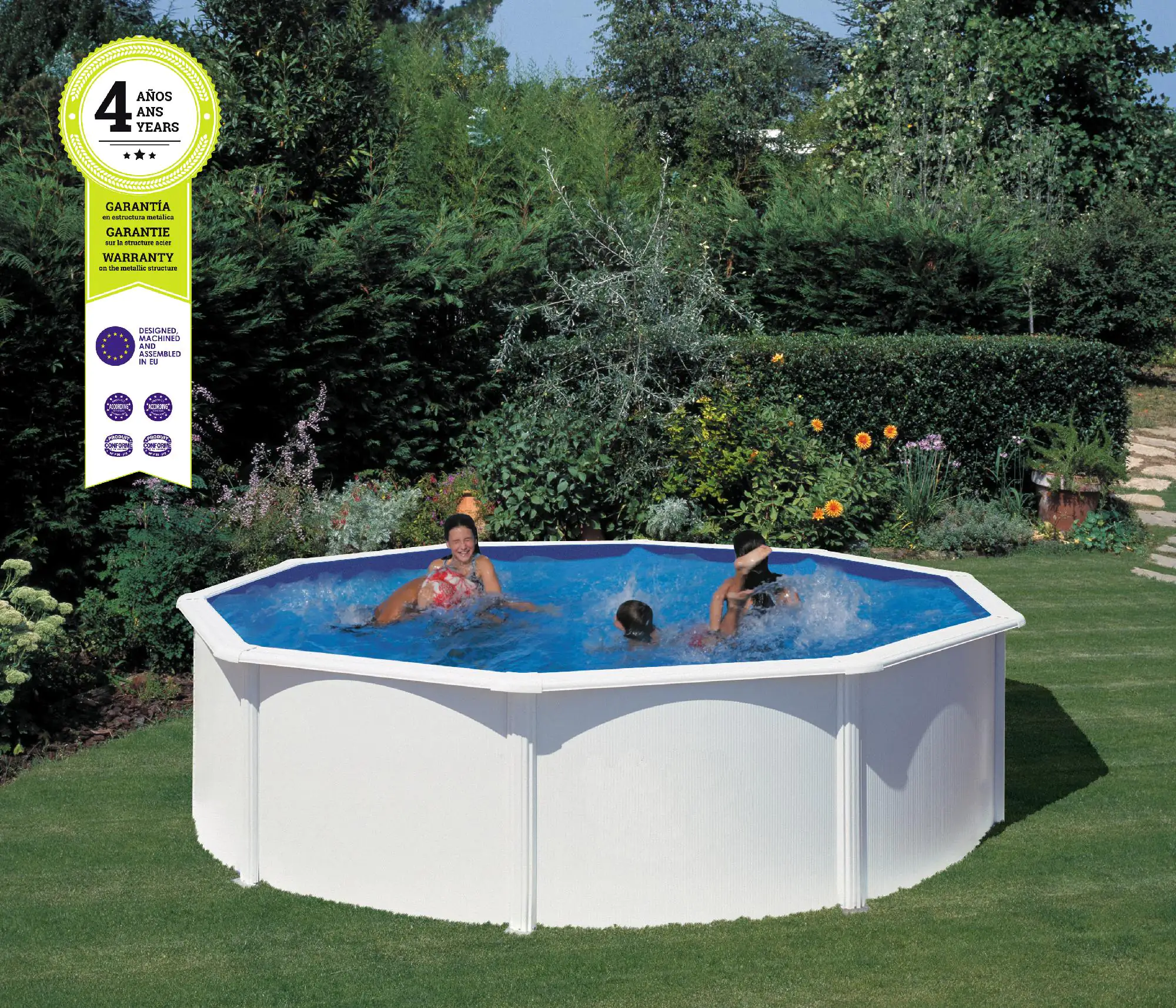 Gre Stahlwandpool Atlantis rund Ø 460 x 132 cm, weiß