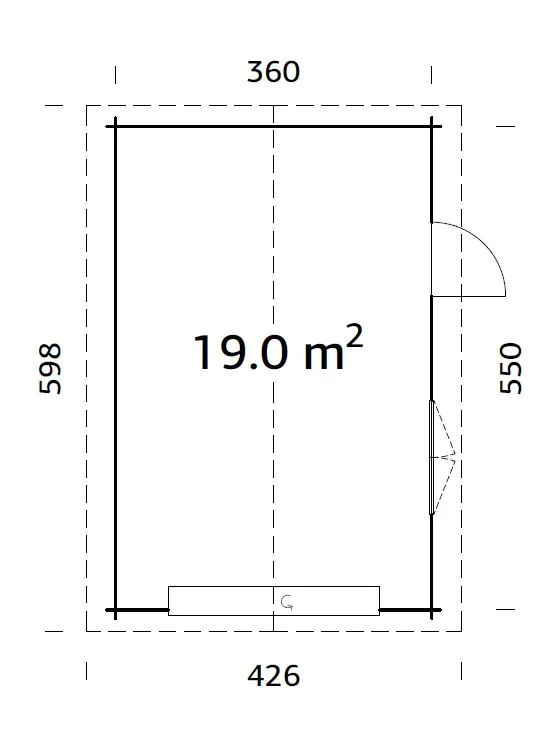Palmako Fertiggarage Roger 360 x 550 cm mit Sektionaltor naturbelassen