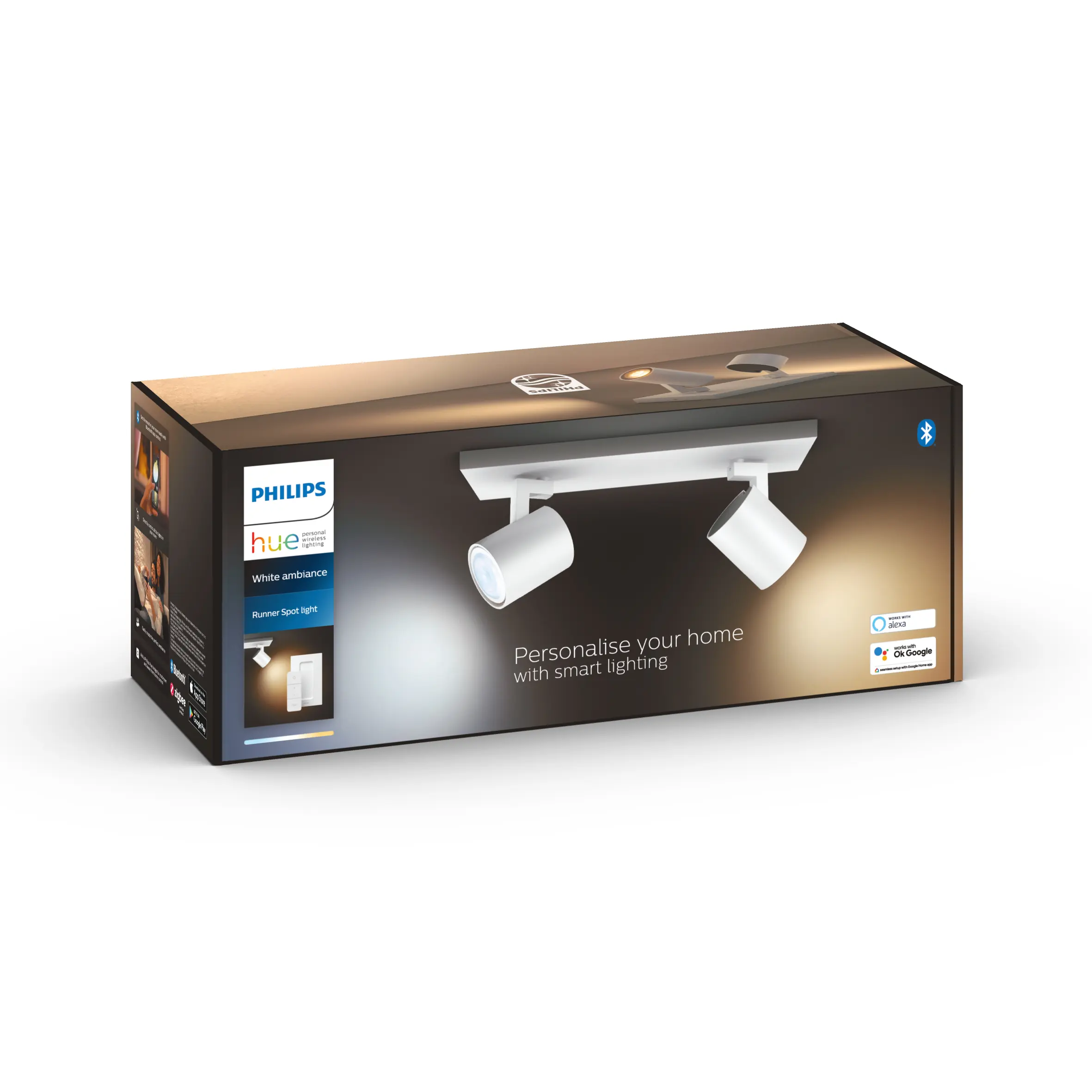 Philips Hue LED Deckenleuchte 2er Spot Runner 14 x 36,5 cm weiß