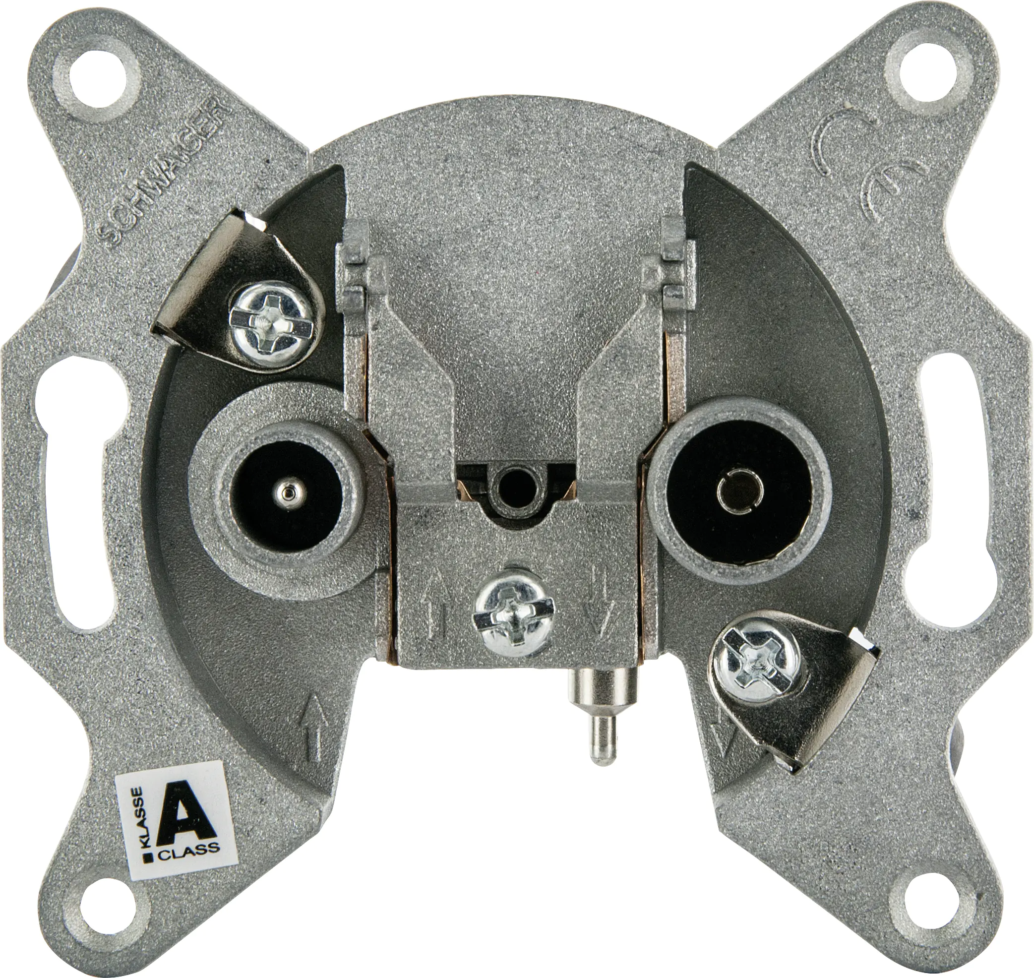 Schwaiger Antennen Durchgangsdose DSG 531 (19dB) silber, 2-Loch, 2x IEC