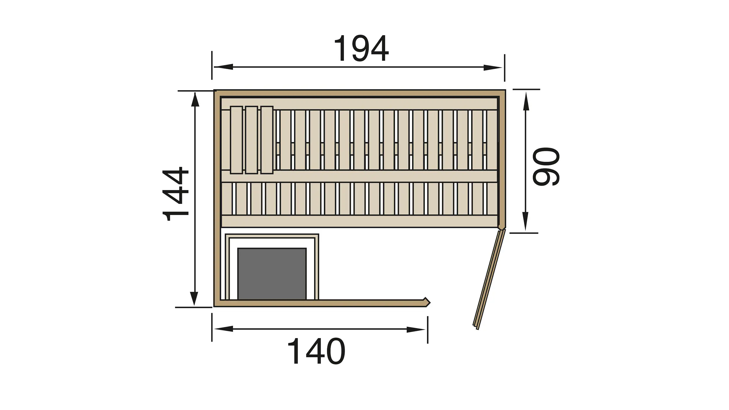 Weka Sauna Varberg 1 mit Glastür 2,73 m² + 7,5 kW Ofen