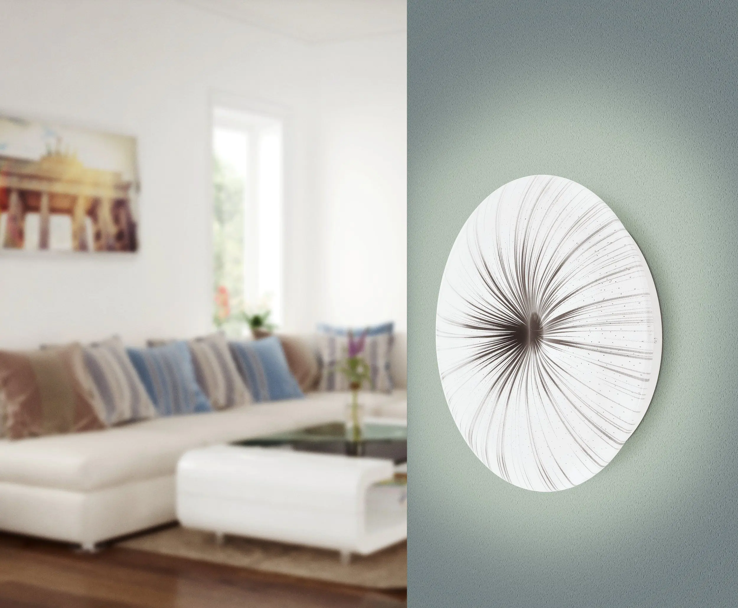Eglo LED Deckenleuchte Nieves weiß-silber Ø 41 cm warmweiß