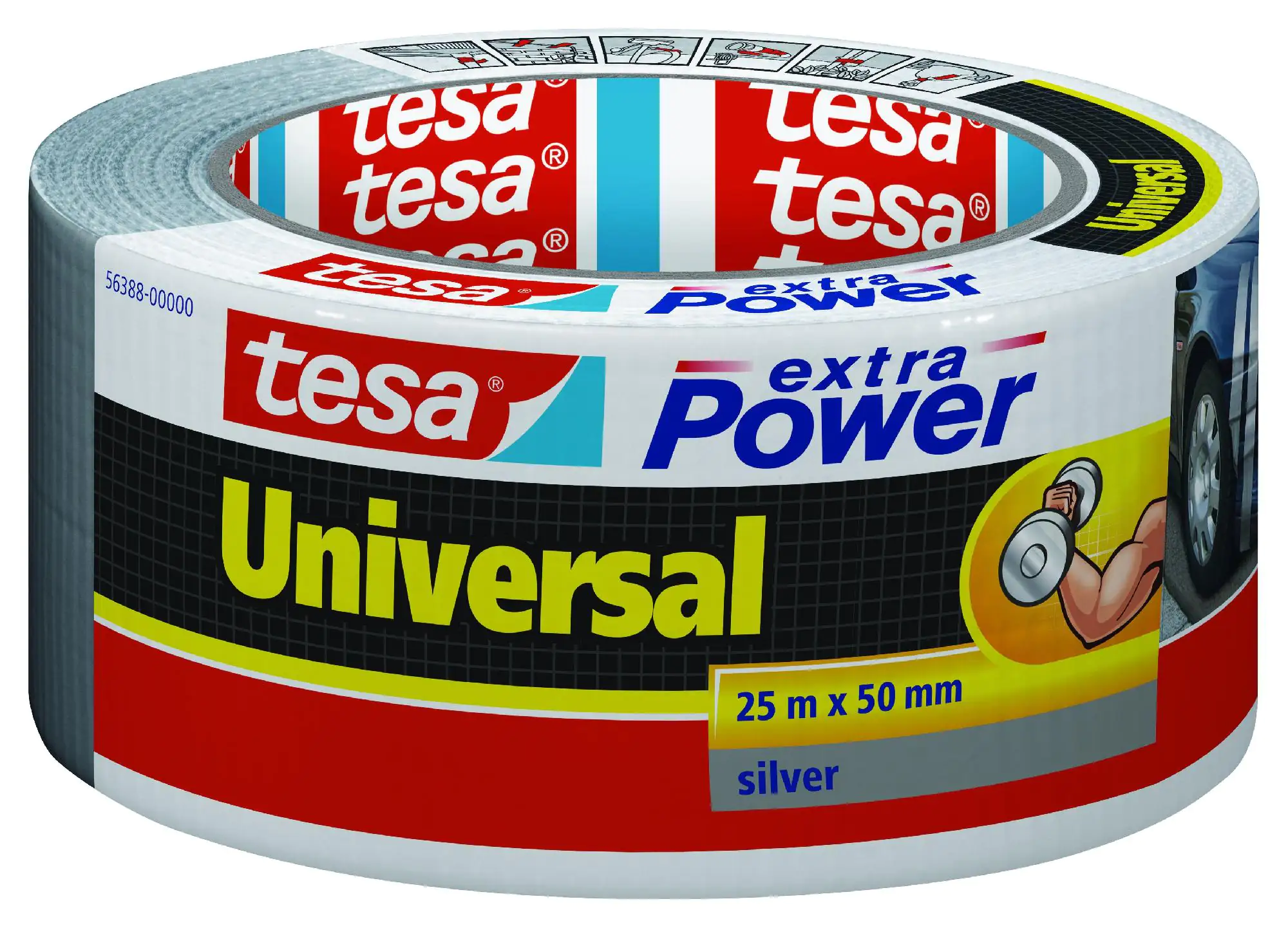 tesa extra Power Klebeband Universal 25 m x 50 mm, grau