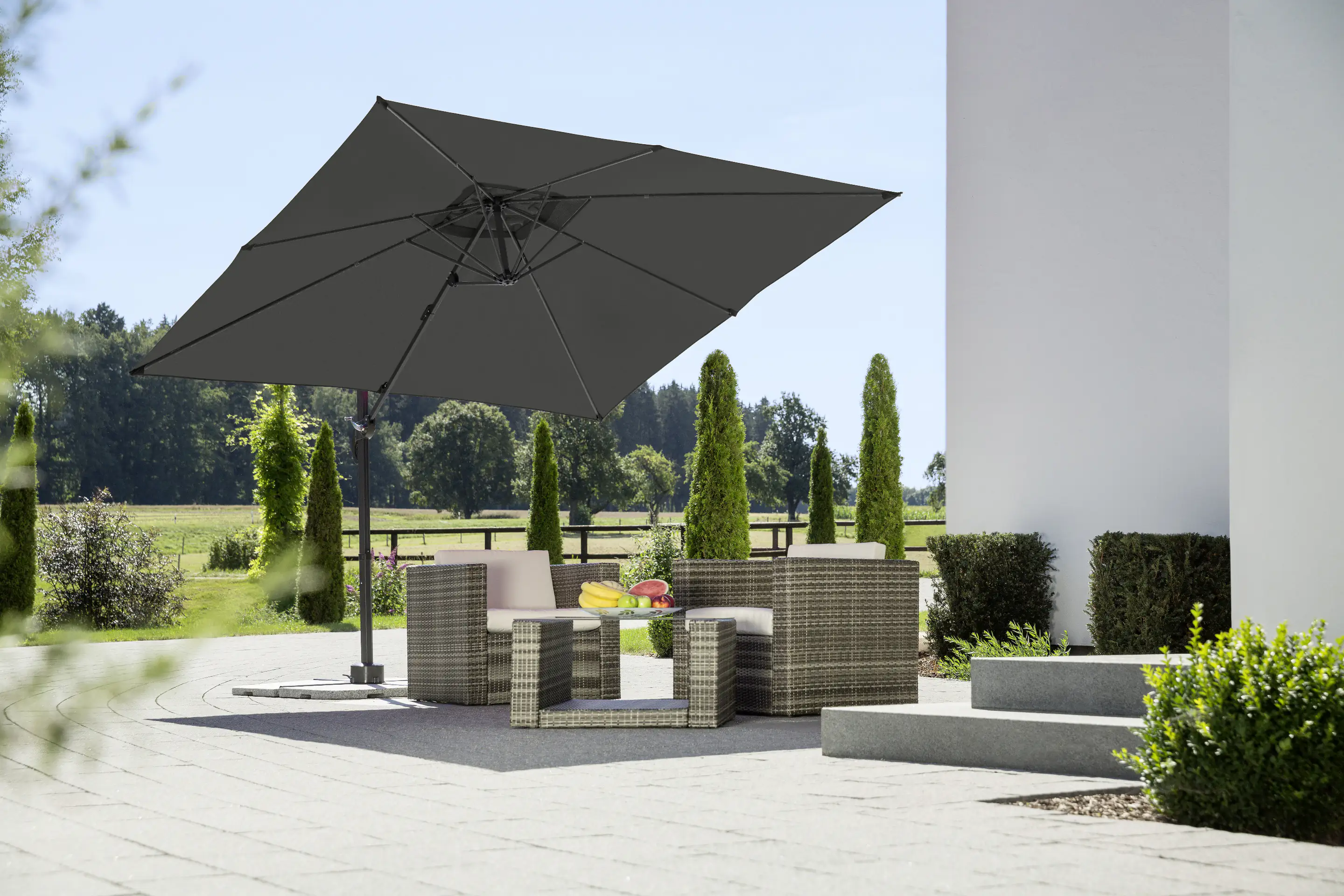 Schneider Ampelschirm Rhodos Junior anthrazit 270 x 270 cm inkl. Sonnenschirmhülle