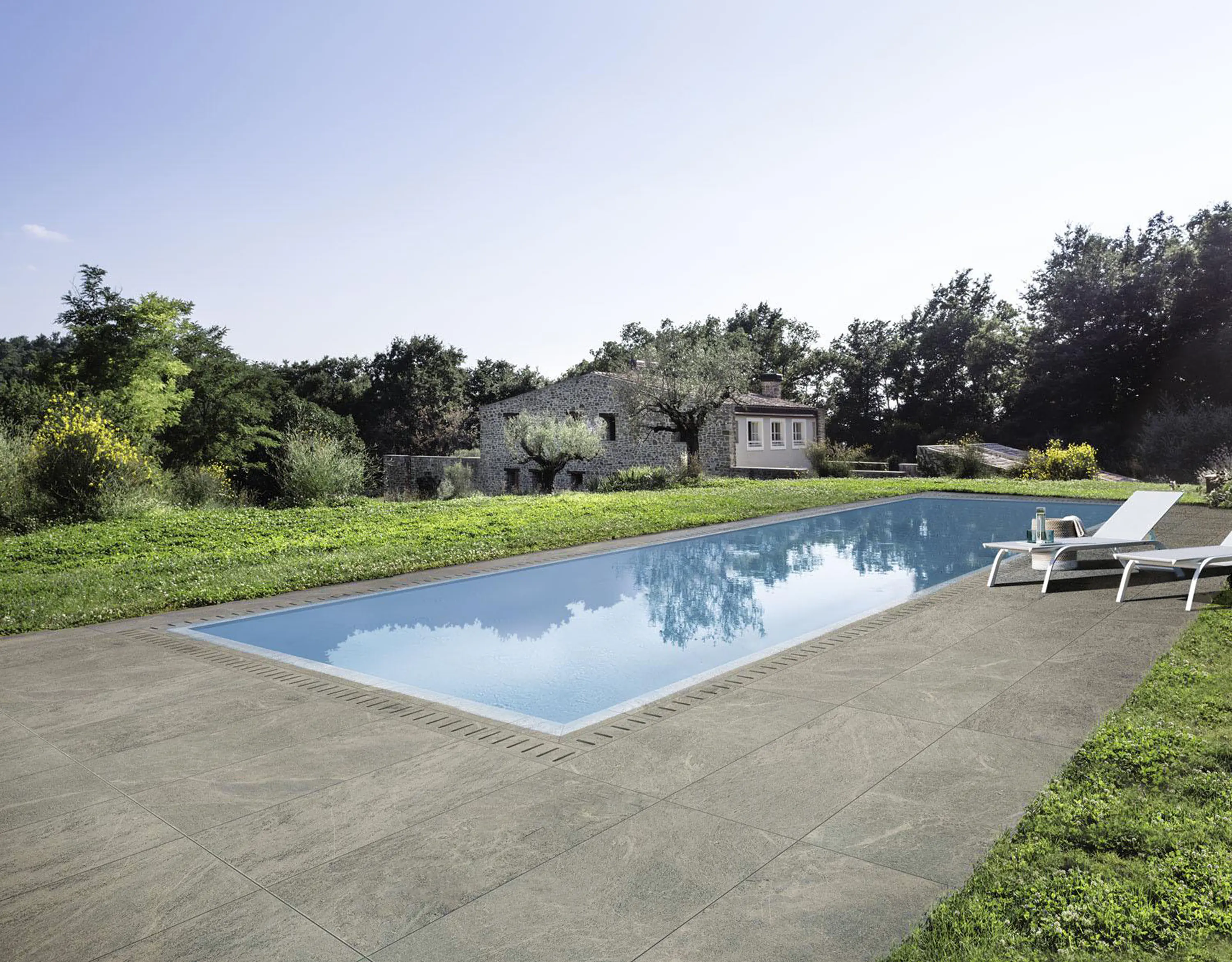 Terrassenplatte Feinsteinzeug 40Quarzo 81 x 40,5 x 2 cm dunkelgrau-braun