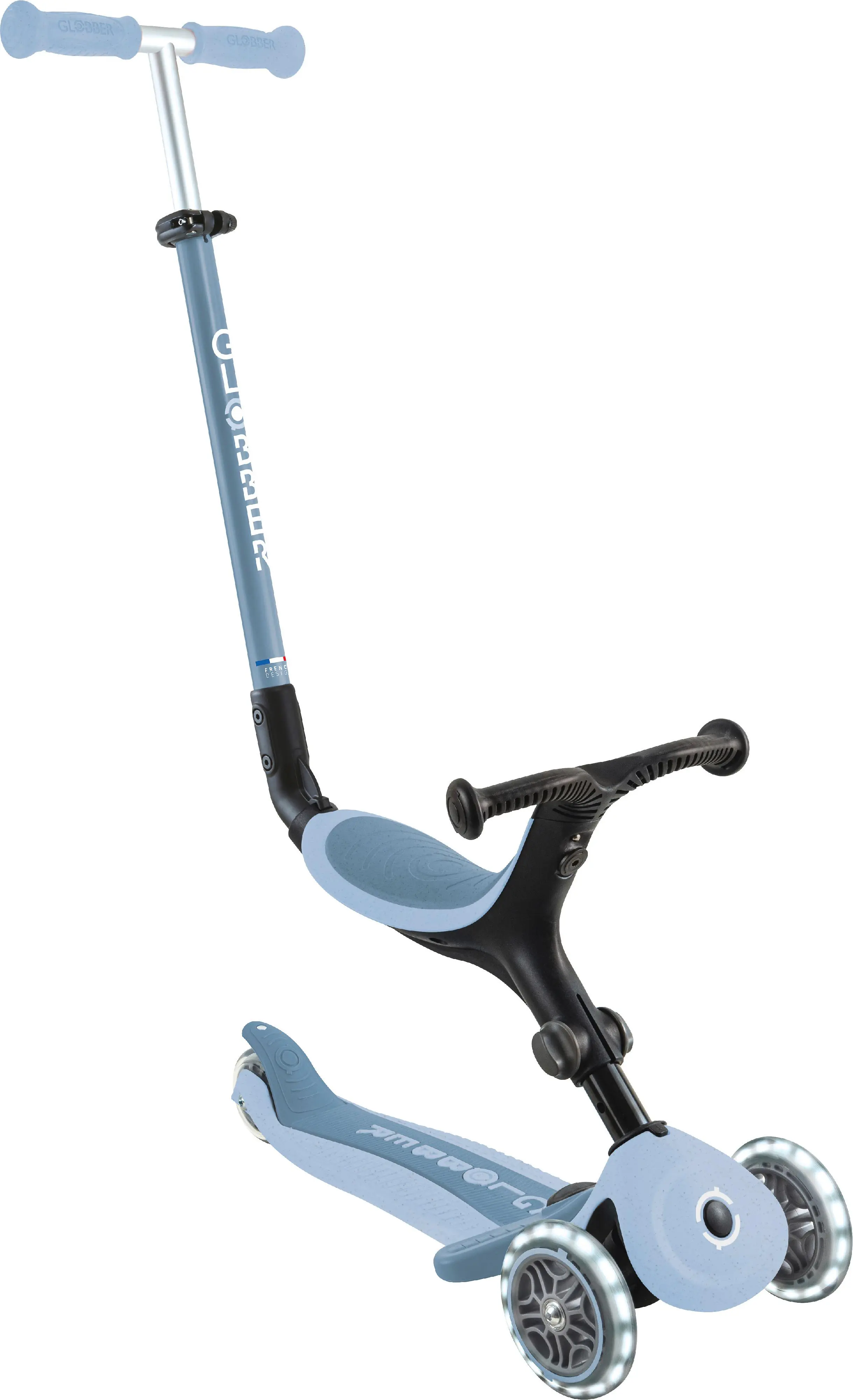 Globber 3-in-1 Fahrzeug Go-Up Active Lights Eco blaubeere mit Leuchtrollen