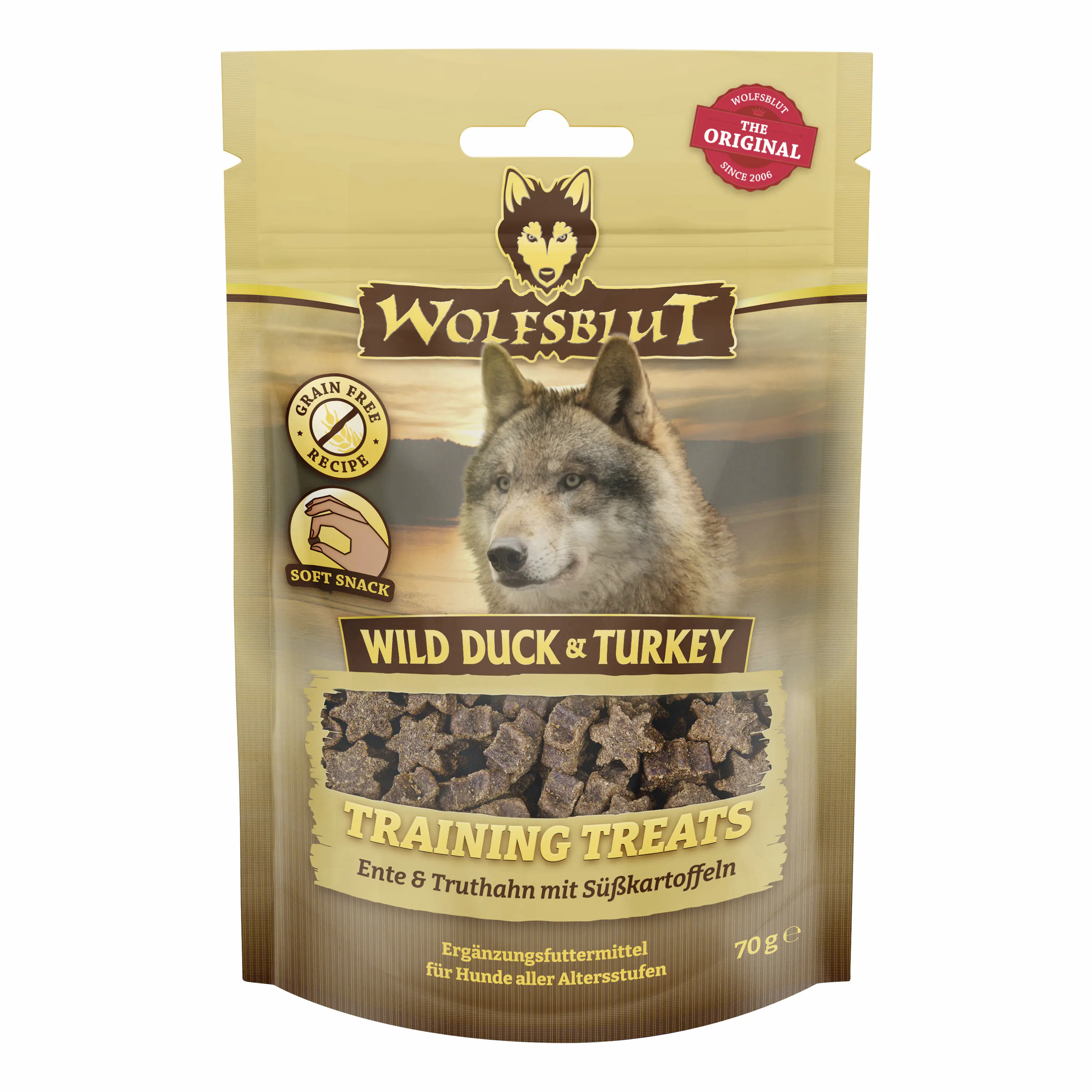 Wolfsblut Hundeleckerli Wild Duck & Turkey Training Treats getreidefrei 70 g Ente, Truthahn & Süßkartoffel