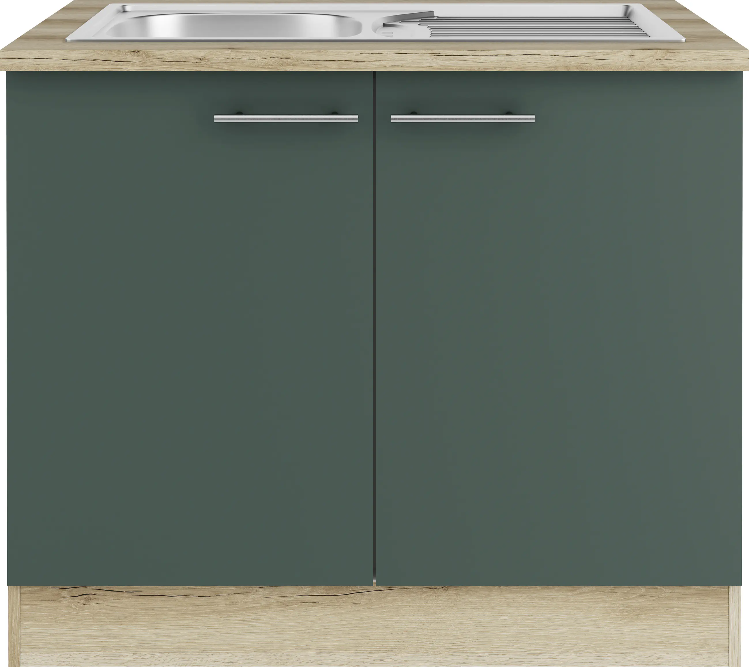 Optifit Spülenunterschrank Savona 405 steingrün/eiche 100 cm