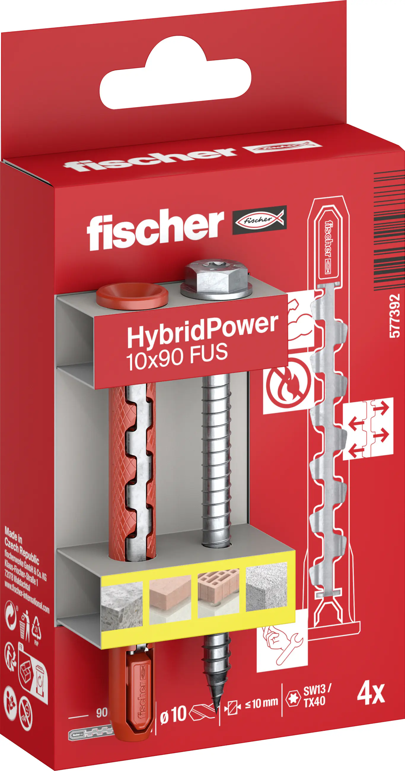 Fischer Dübel HybridPower Fus K 10 x 90 mm - 4 Stück