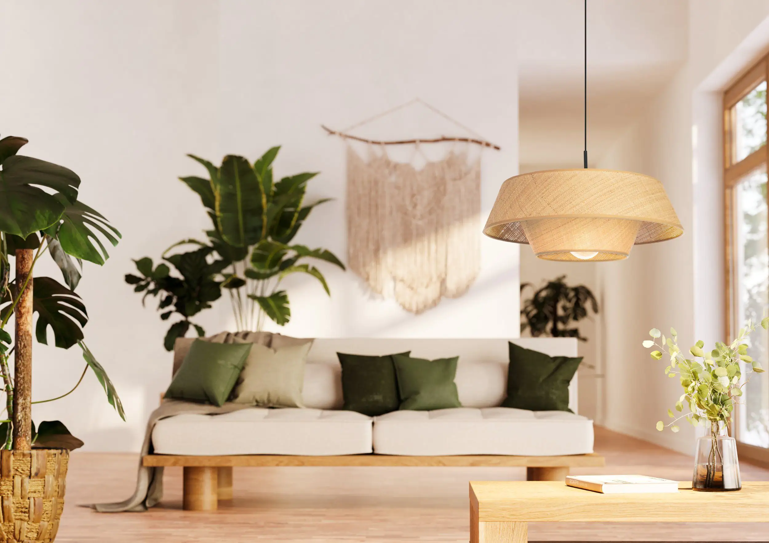 Eglo Pendelleuchte Marford natur 50 x 110 cm E27