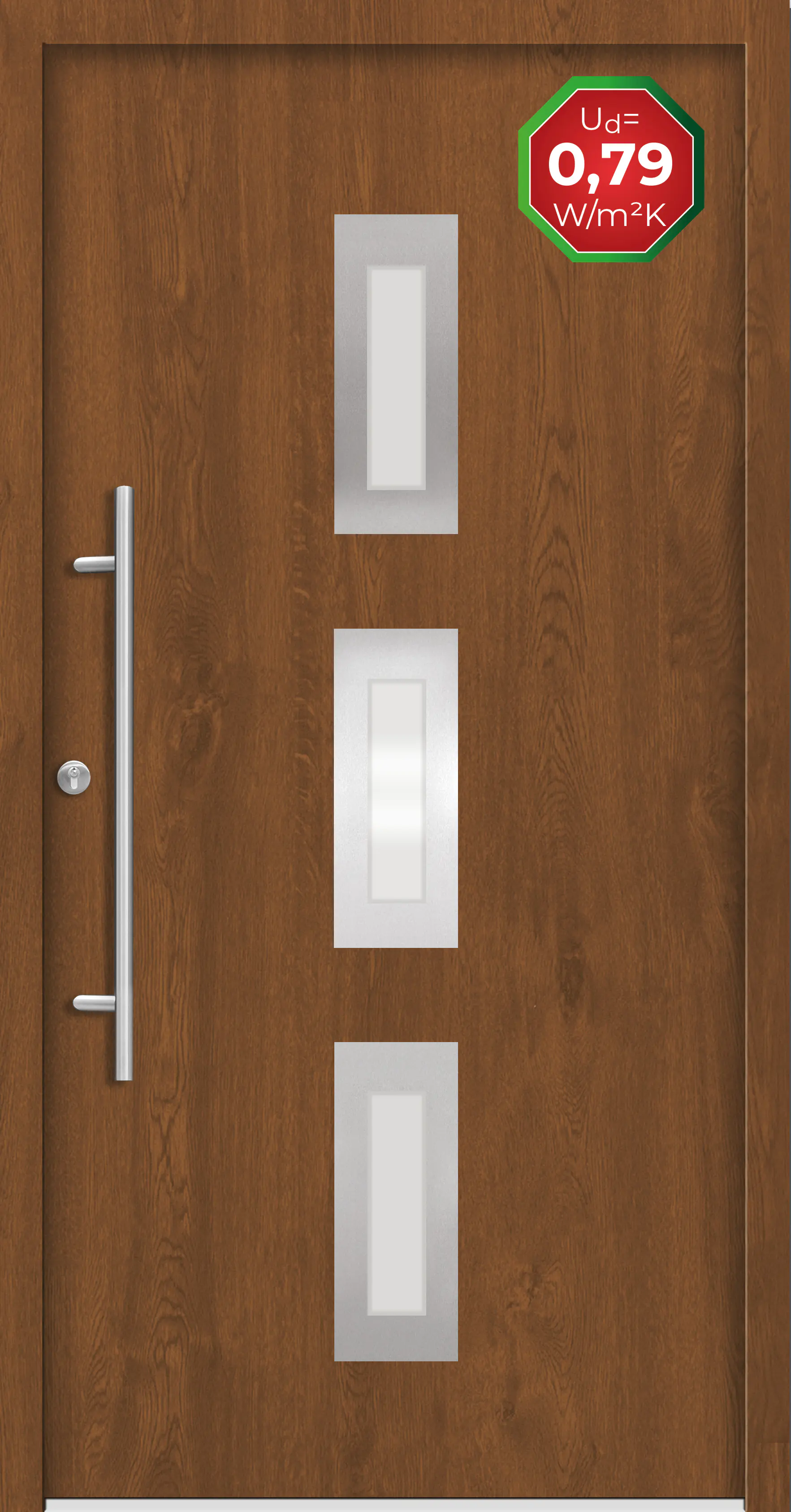 Splendoor Haustür Passivedoor Premium B02 Golden Oak DIN Links 110 x 210 cm