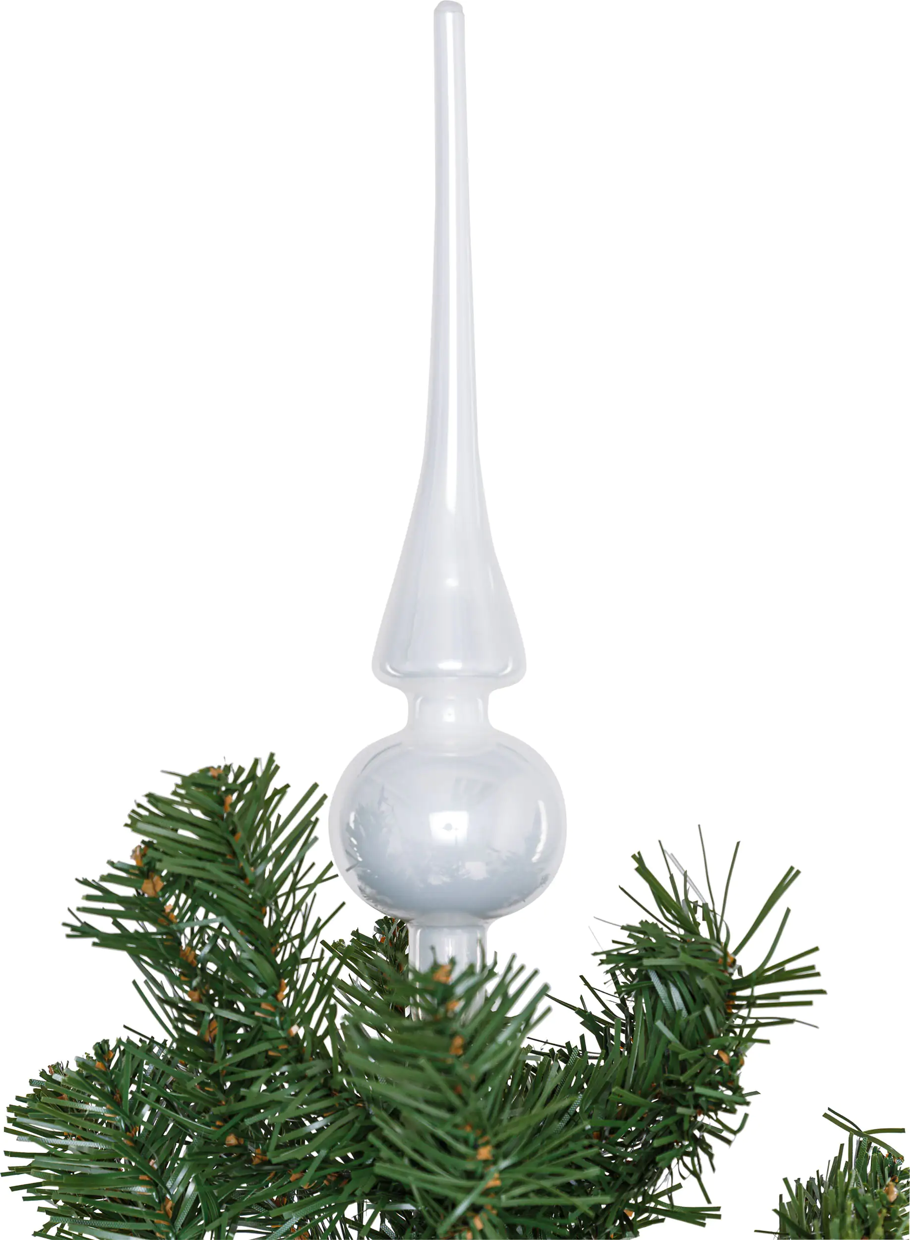 TrendLine Christbaumspitze aus Glas 26 cm weiß glänzend