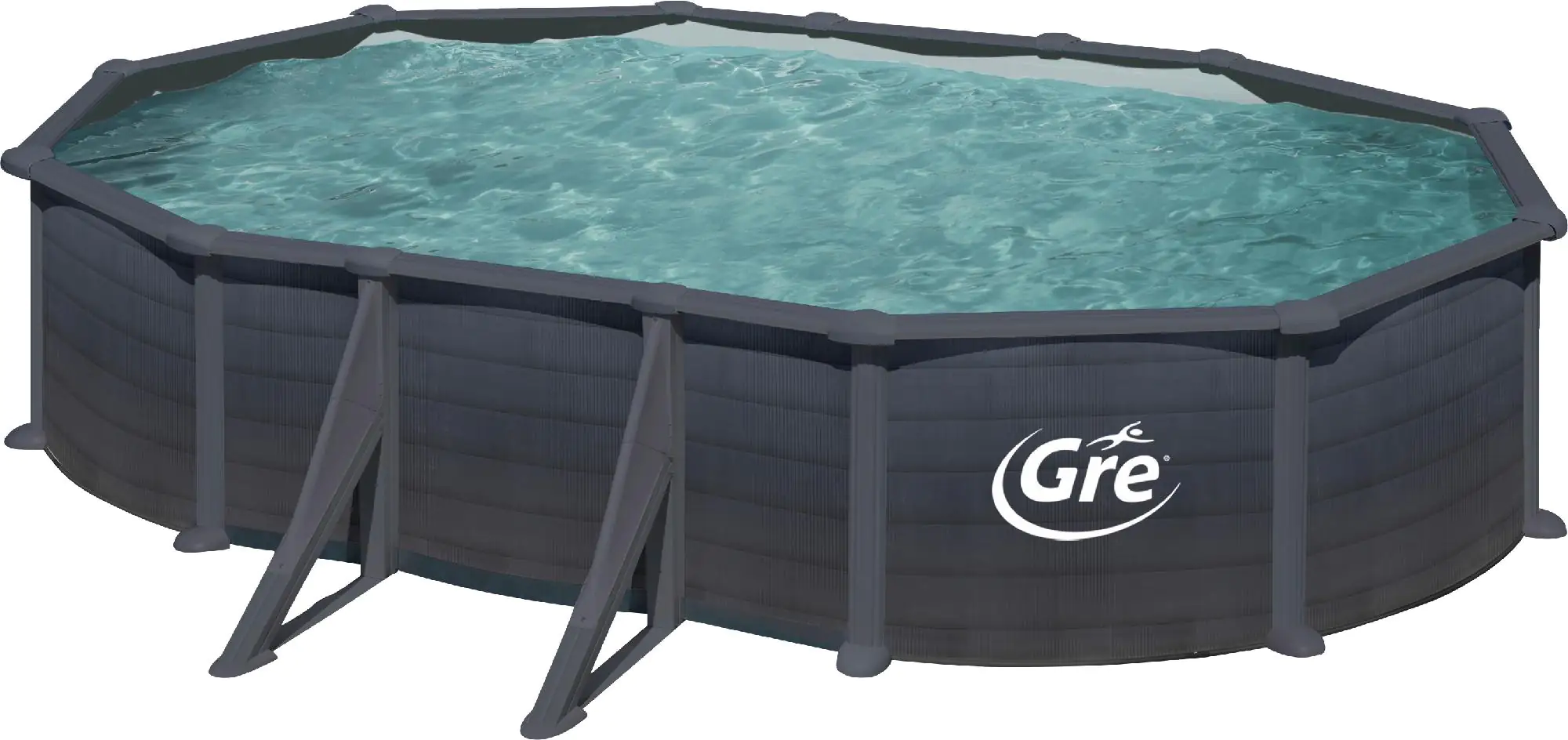 Gre Stahlwandpool Granada oval 610 x 375 x 132 cm, graphit
