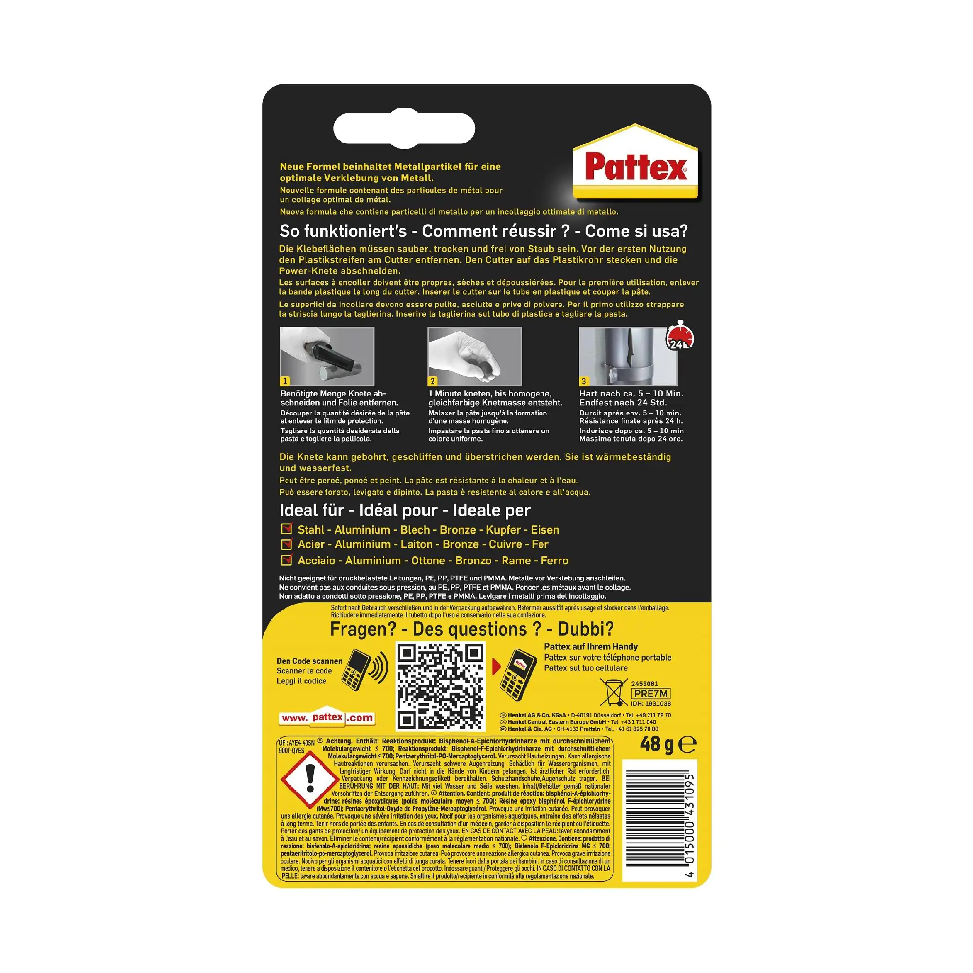 Pattex Repair Express Metall Powerknete 48 g, metallfarben