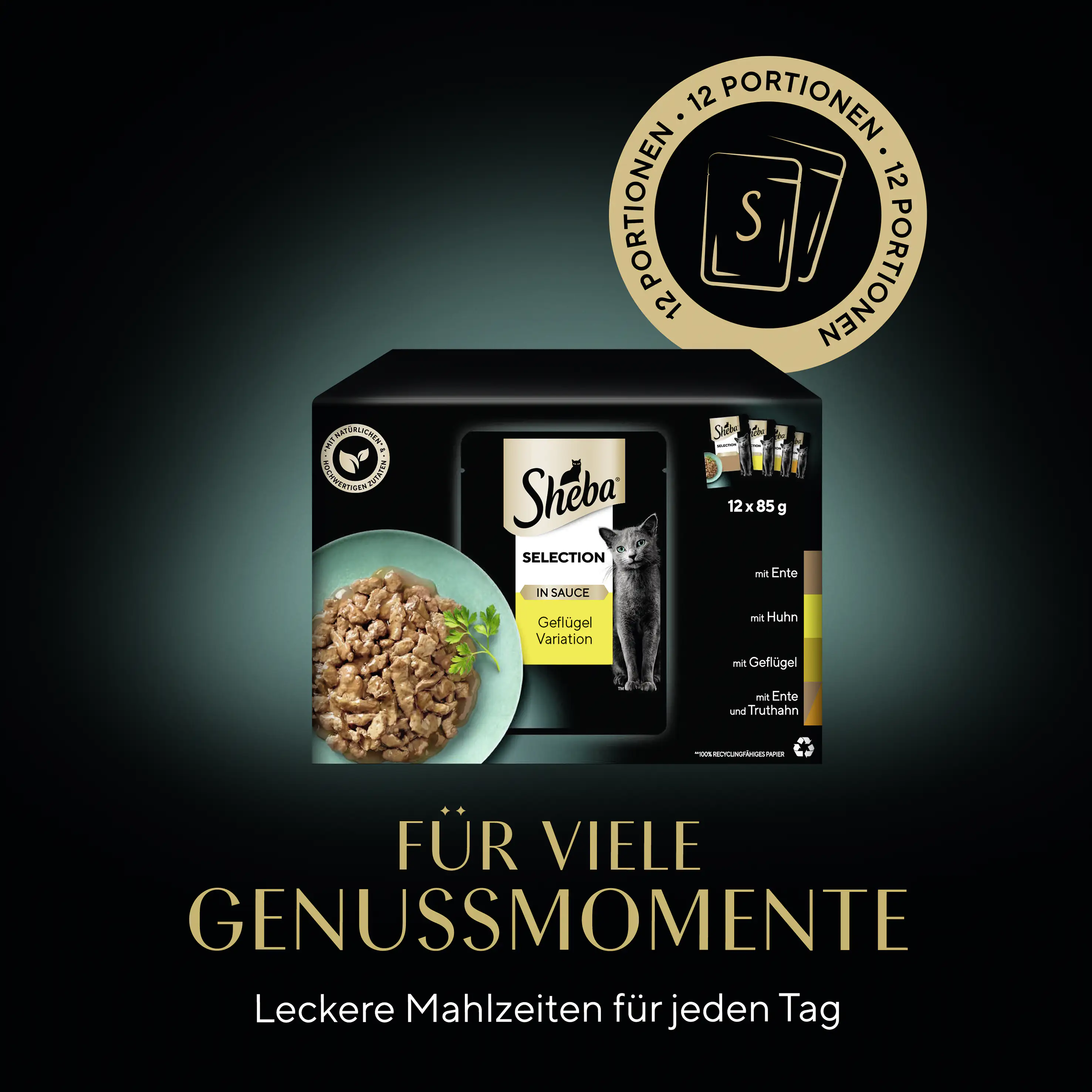 Sheba Selection in Sauce Katzennassfutter Adult 12 x 85 g Geflügel Variation