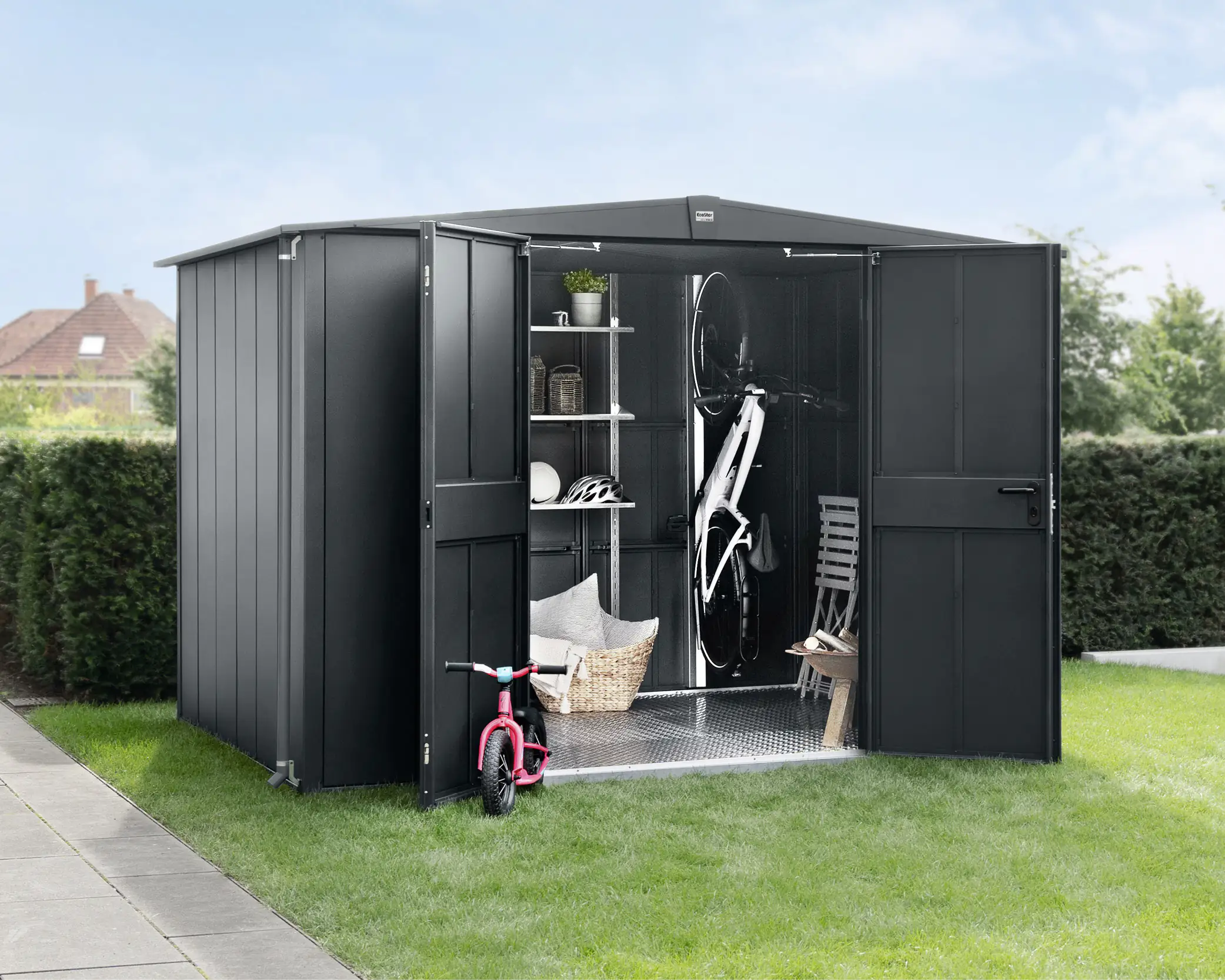 EcoStar Gerätehaus Elegant-S Typ 3 anthrazitgrau 2 flg 323,6 x 247,7 cm