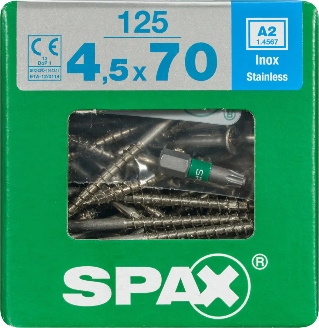 Spax Universalschrauben 4.5 x 70 mm TX 20 - 125 Stück Edelstahl