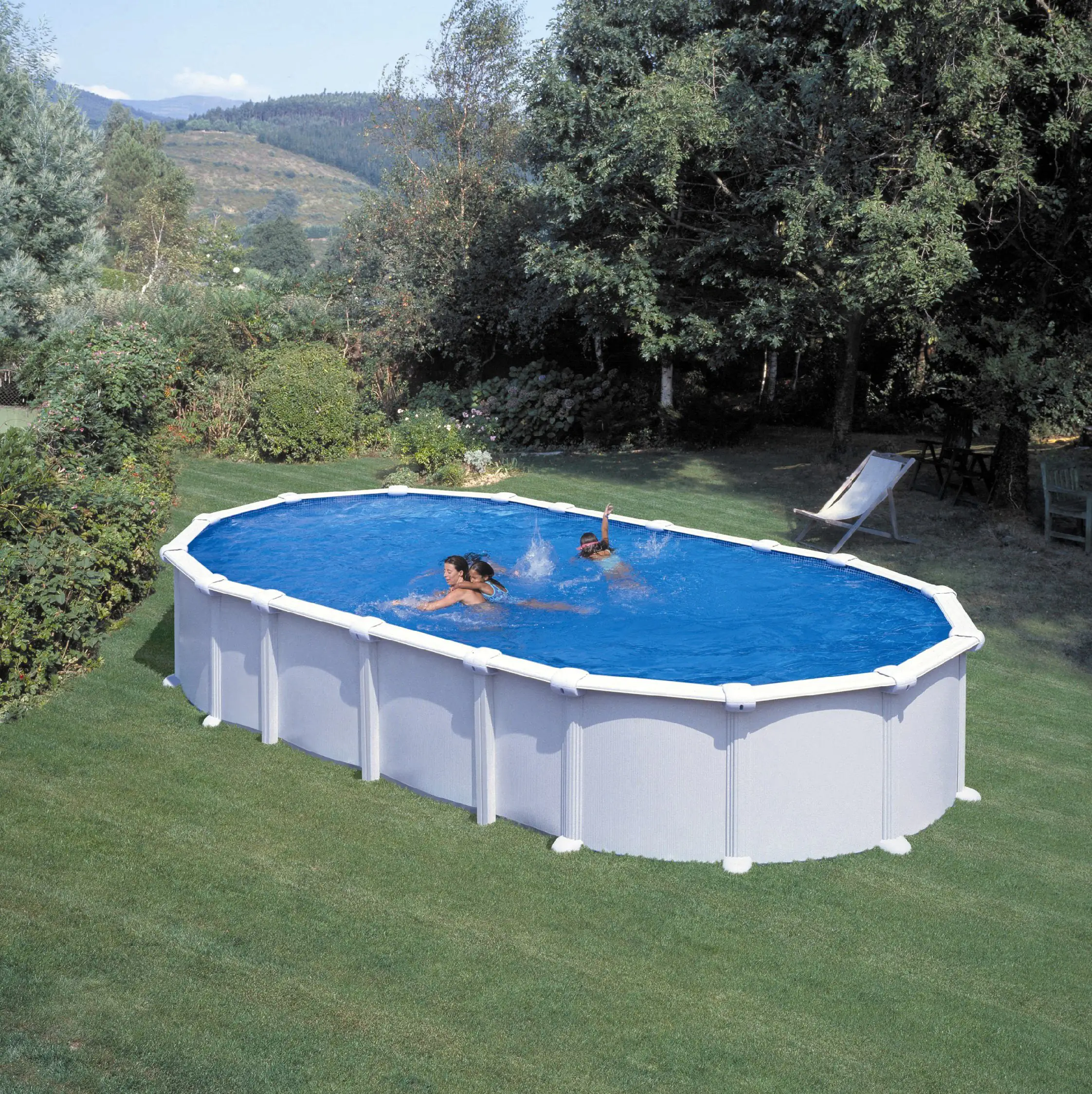 Gre Stahlwandpool Haiti oval 730 x 375 x 132 cm, weiß