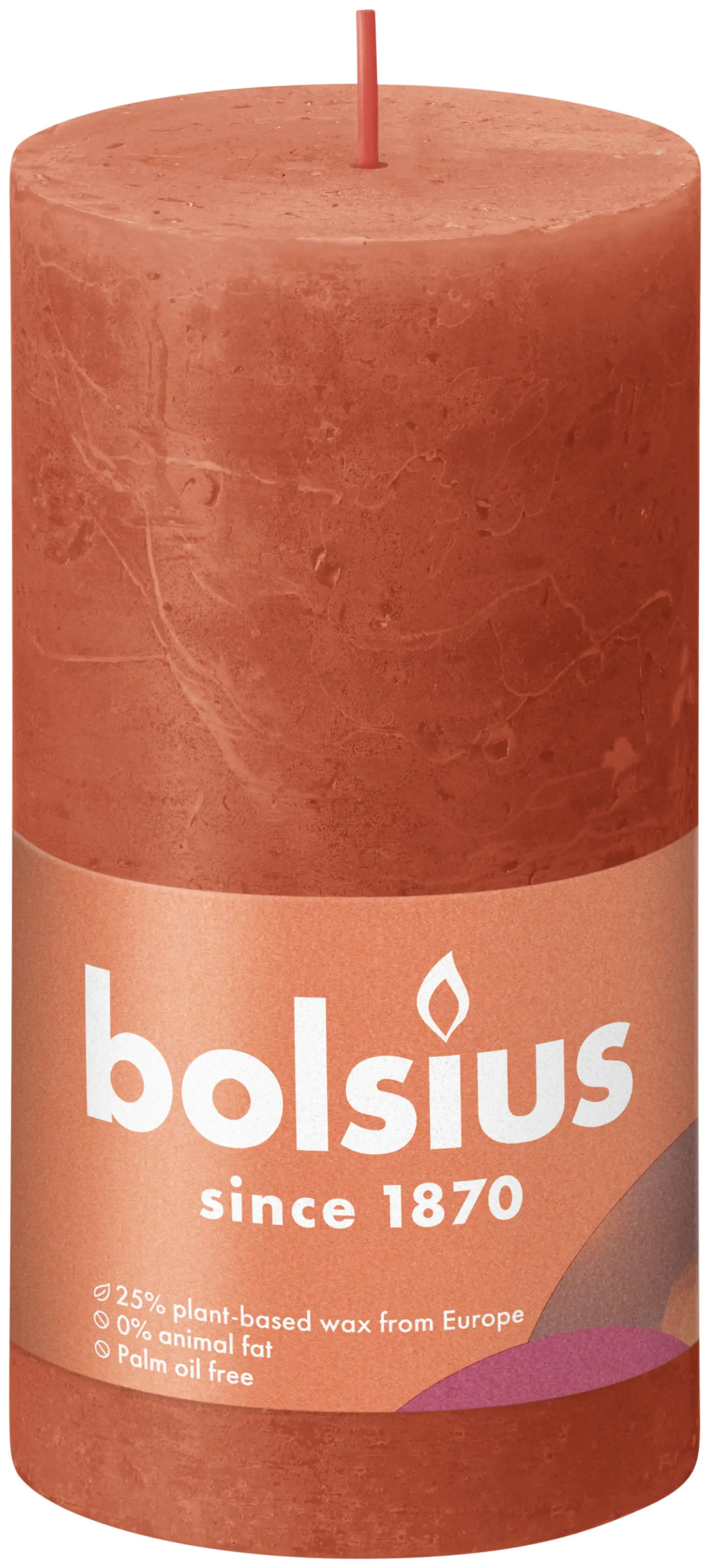 Bolsius Rustik Stumpenkerze herbstliches orange, Höhe: 13 cm, Ø 6,8 cm