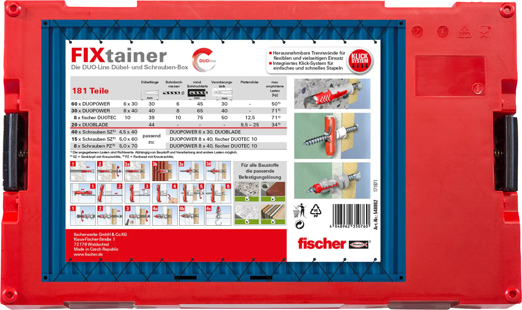 Fischer Dübel Fixtrainer Duoline  - 182 Stück