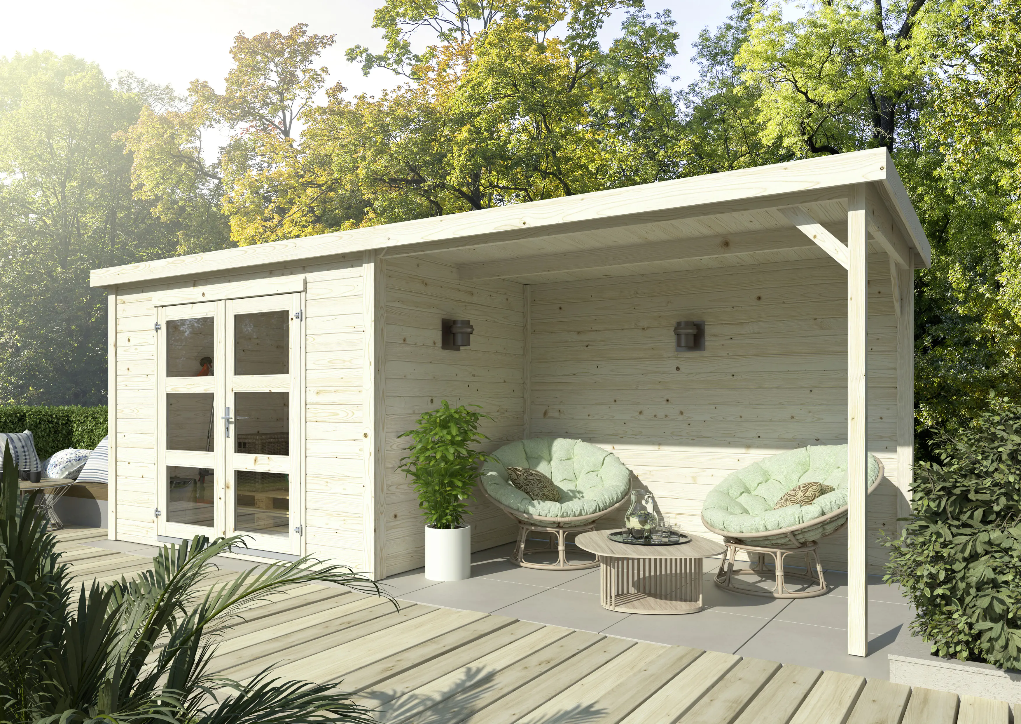Palmako Gartenhaus Odette 1 Pergola 560 x 184 cm naturbelassen