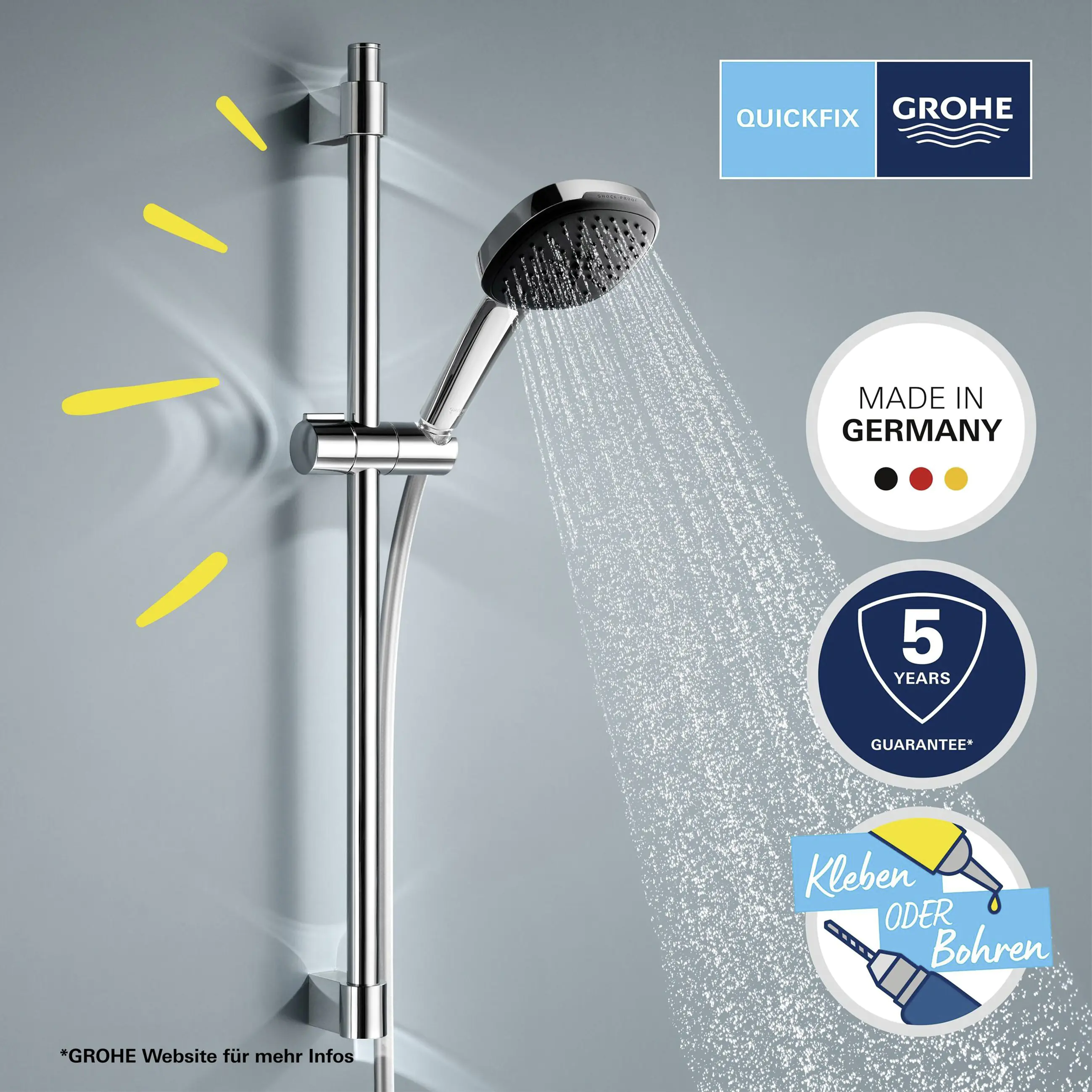 Grohe Brausestange 3 Strahlarten Vitalio Comfort 110 chrom 60 cm