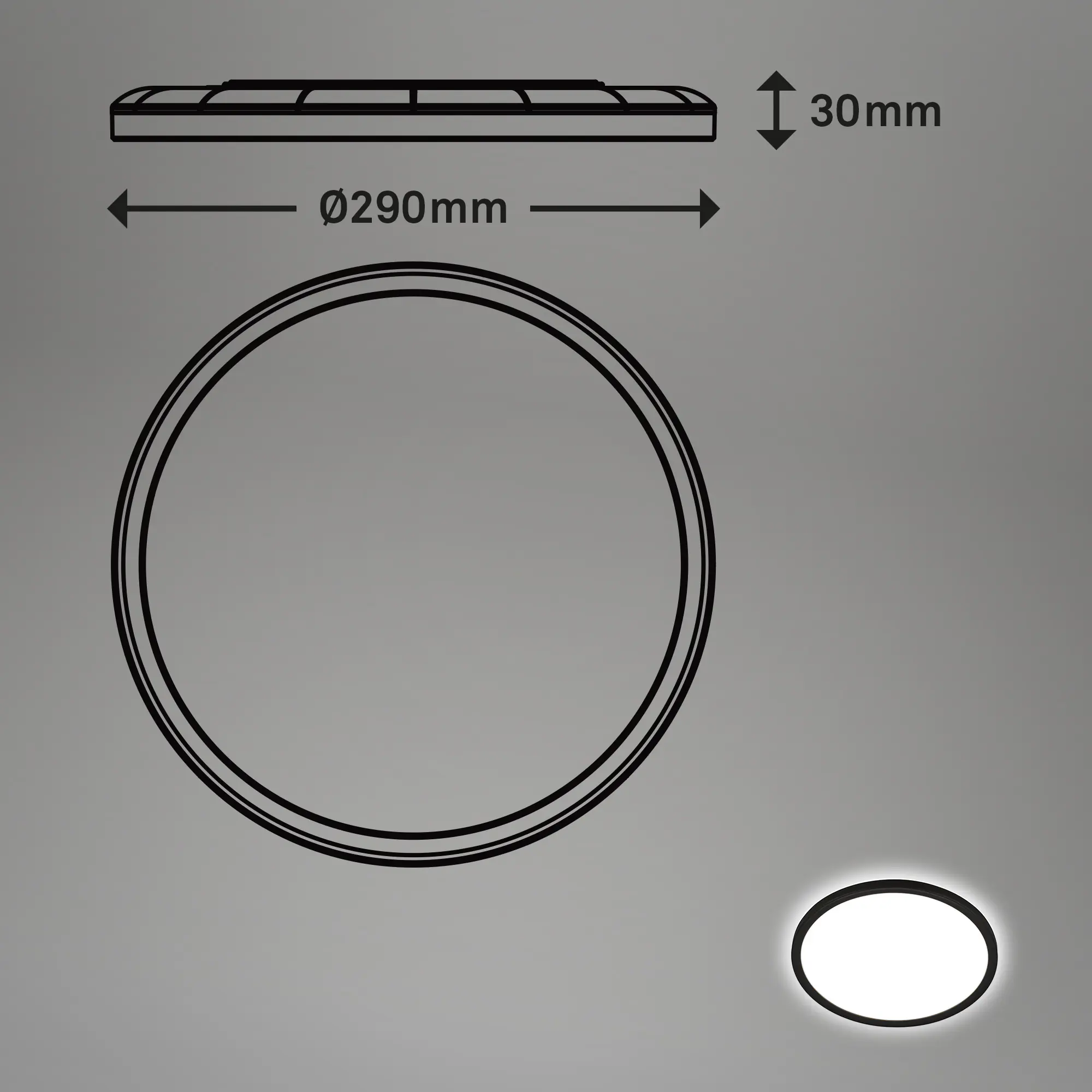 Briloner LED Deckenlampe Move 18W Ø 29 cm schwarz Bewegungssensor neutralweiß