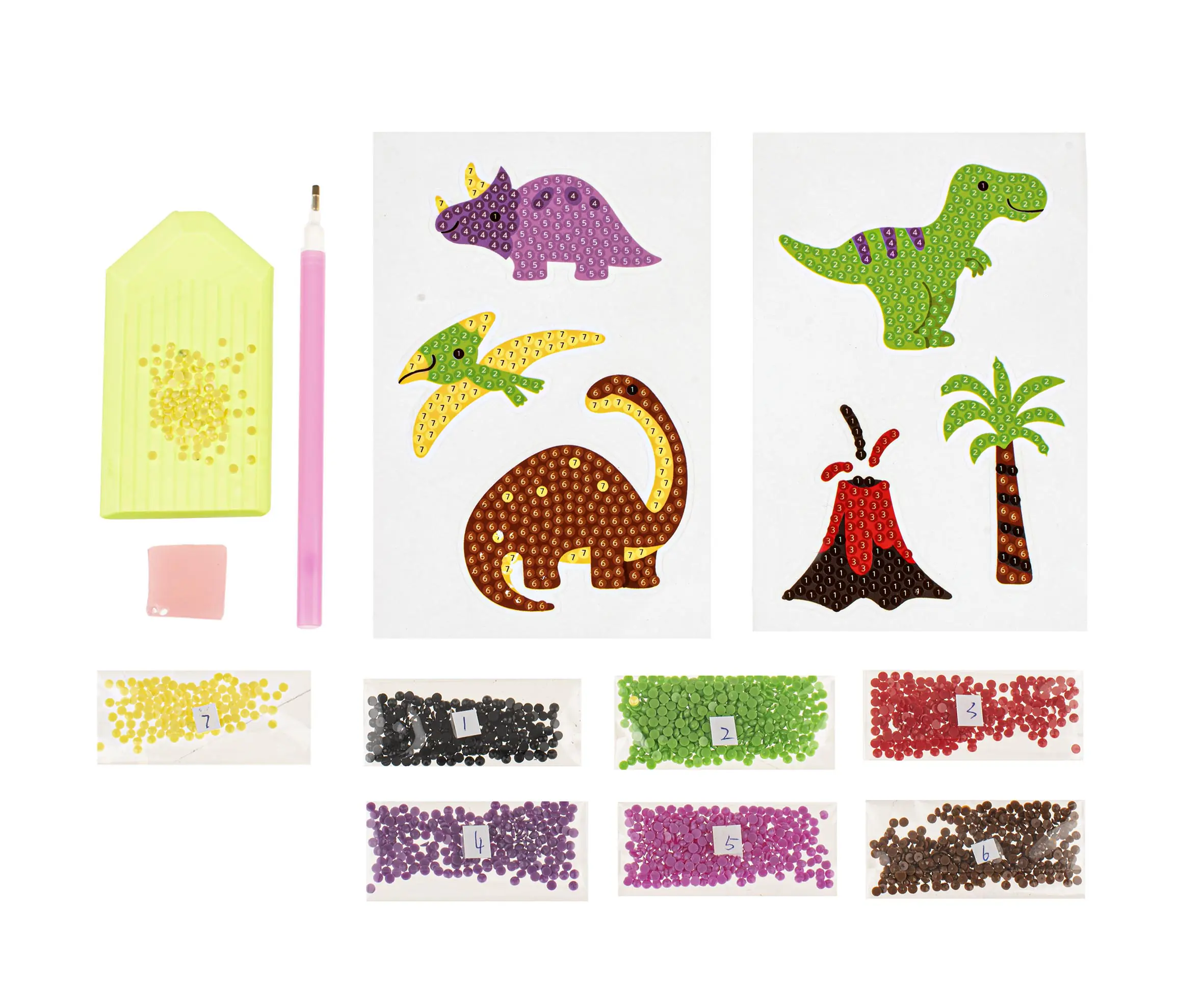 Glorex Diamond Painting Stickers Dino 6 Motive