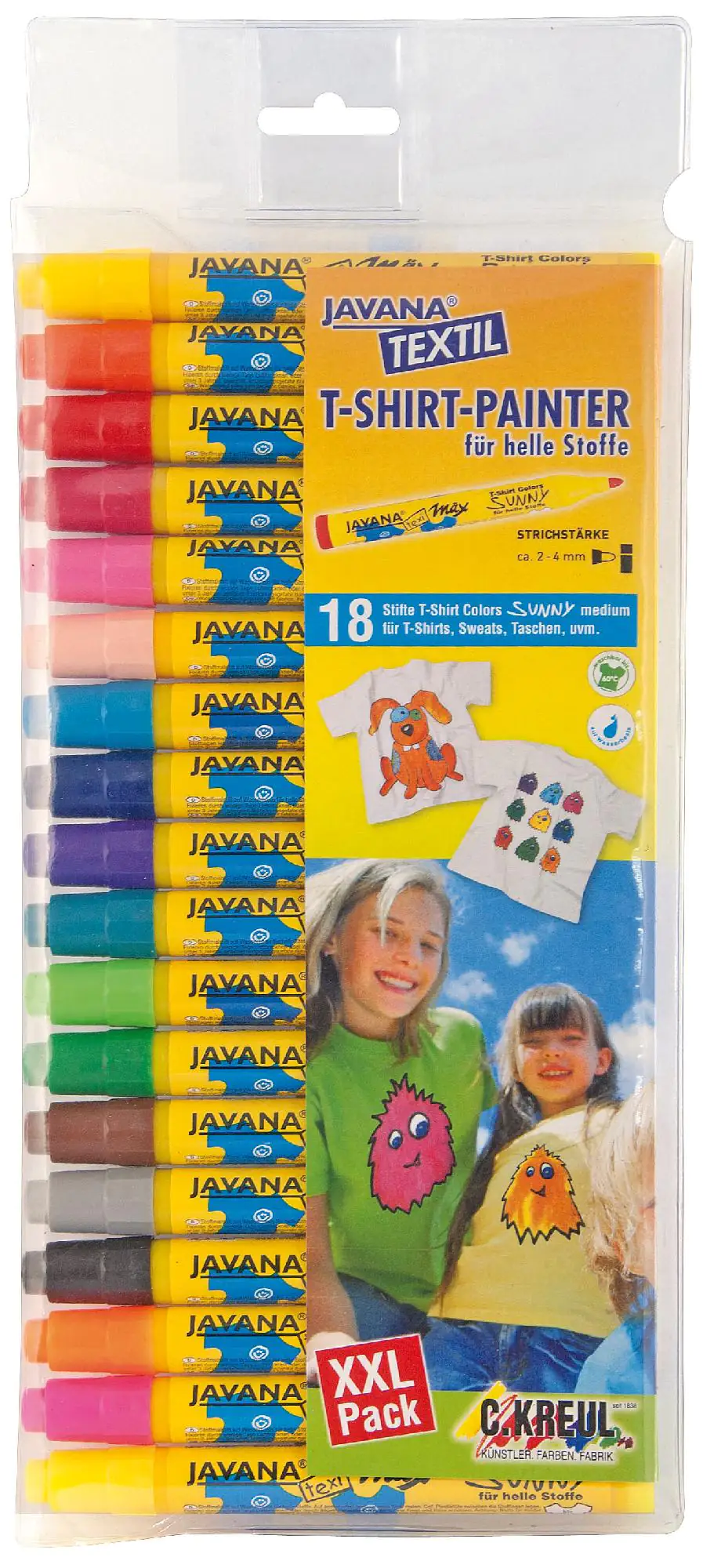 Kreul Javana Stoffmalstifte Sunny medium 18er Set helle Stoffe texi mäx
