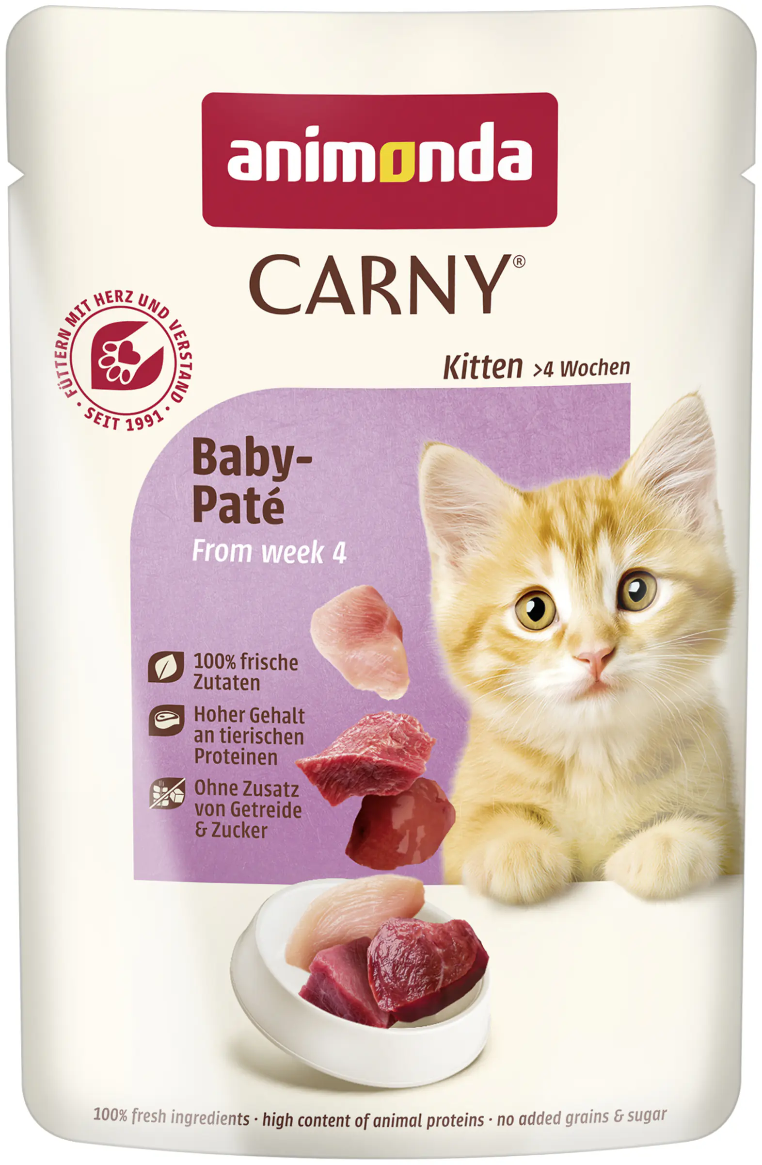 Animonda Carny Kitten Baby-Paté Katzennassfutter getreidefrei 85 g Rind & Huhn