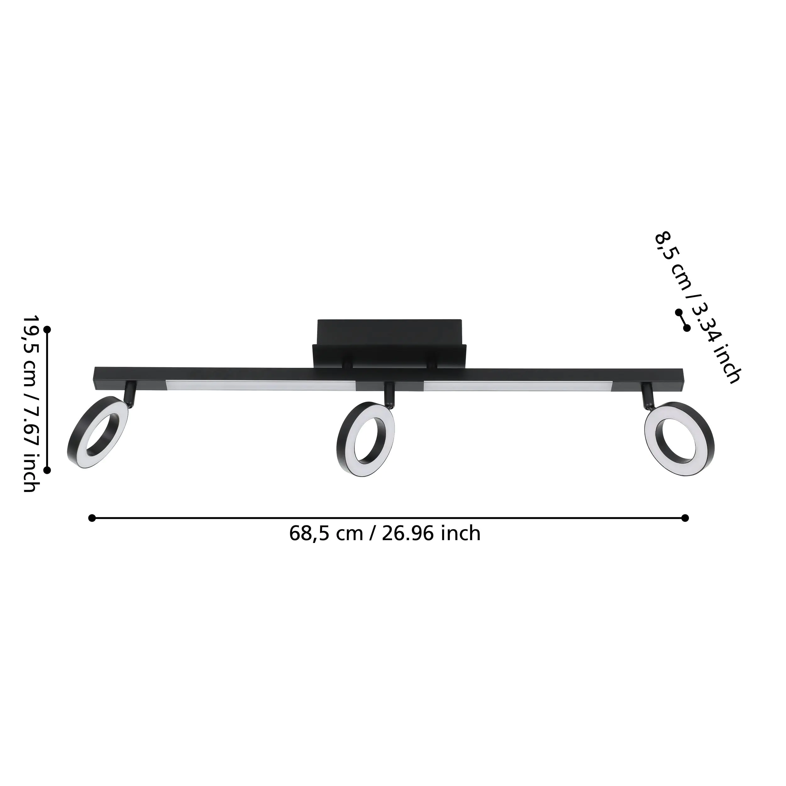 Eglo 3er LED Spot Cardillo 2 schwarz 38,5 x 8,5 cm