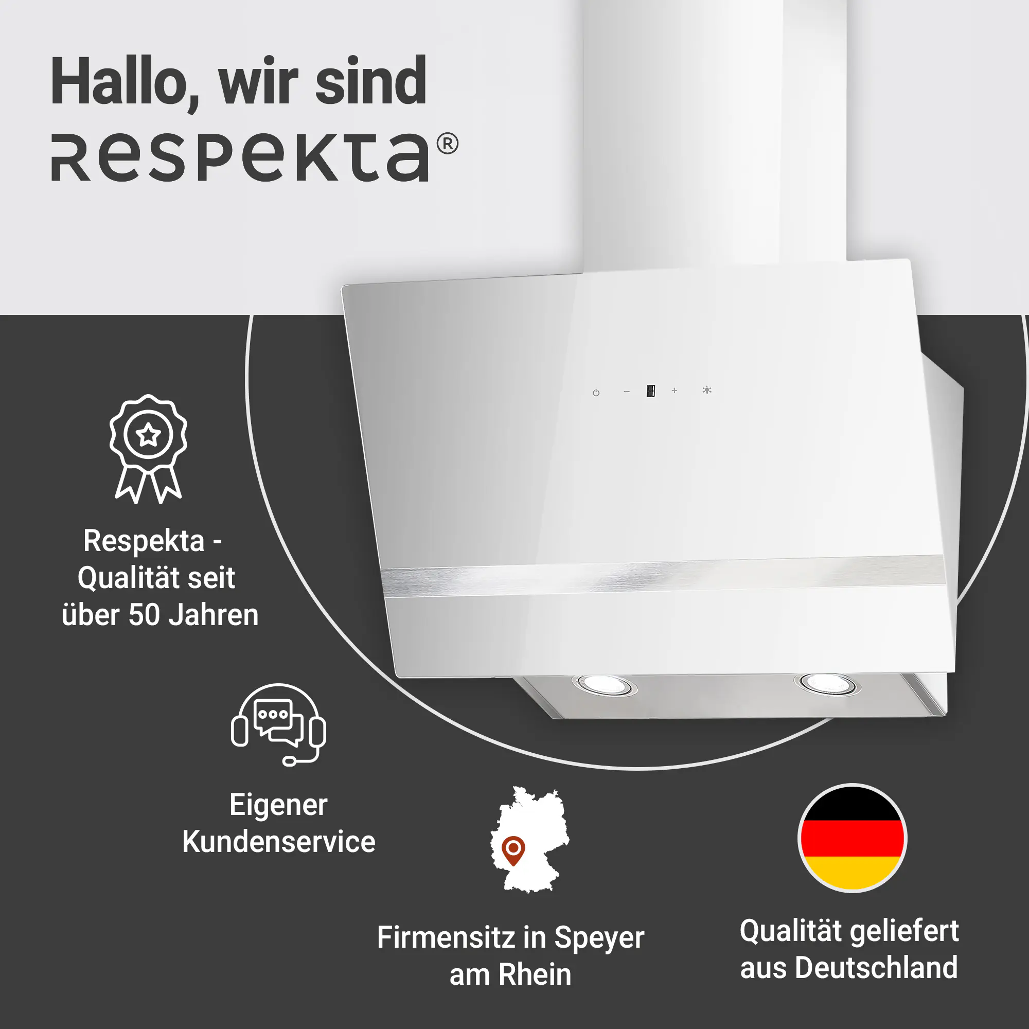 respekta Design-Schräghaube 60 cm weiß Typ / Modell: CH 24060WAM 60 cm