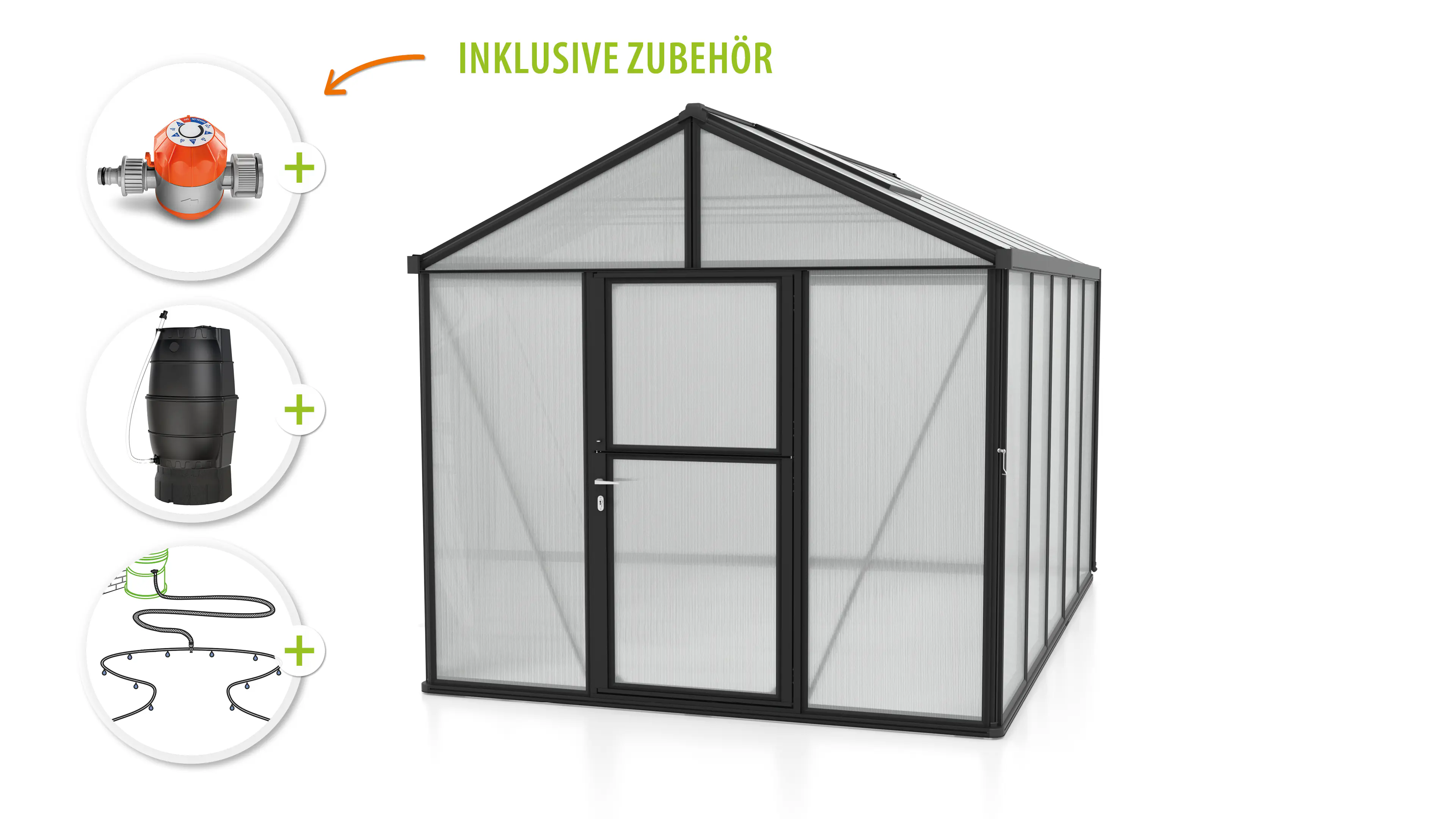 Vitavia Gewächshaus-Set Zeus 10000 HKP 16 mm schwarz 266 x 398 cm 