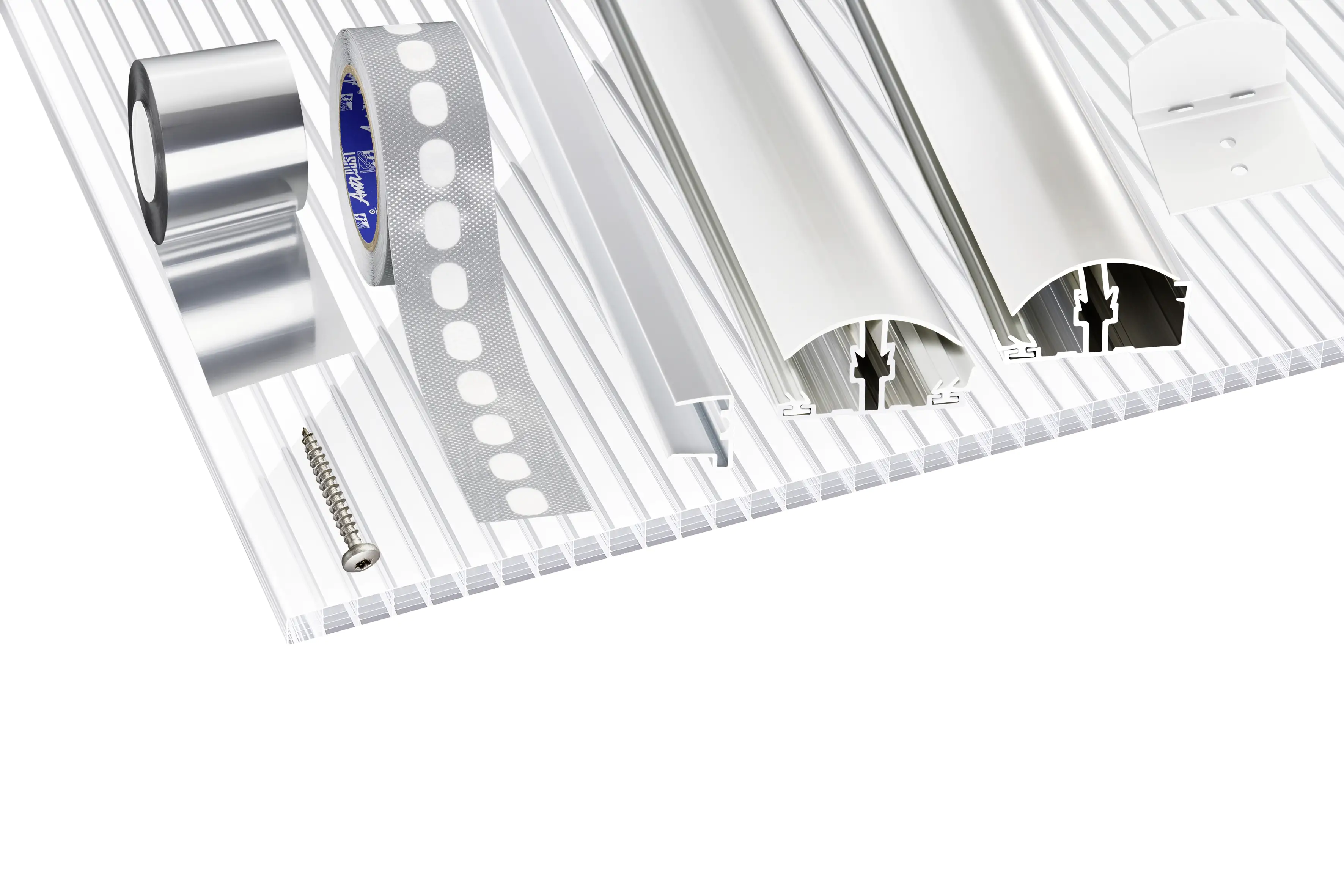 Gutta Doppelstegplatte-Erweiterungsset Zebraplatte 300 x 98 x 1,6 cm weiß inkl. Zubehör