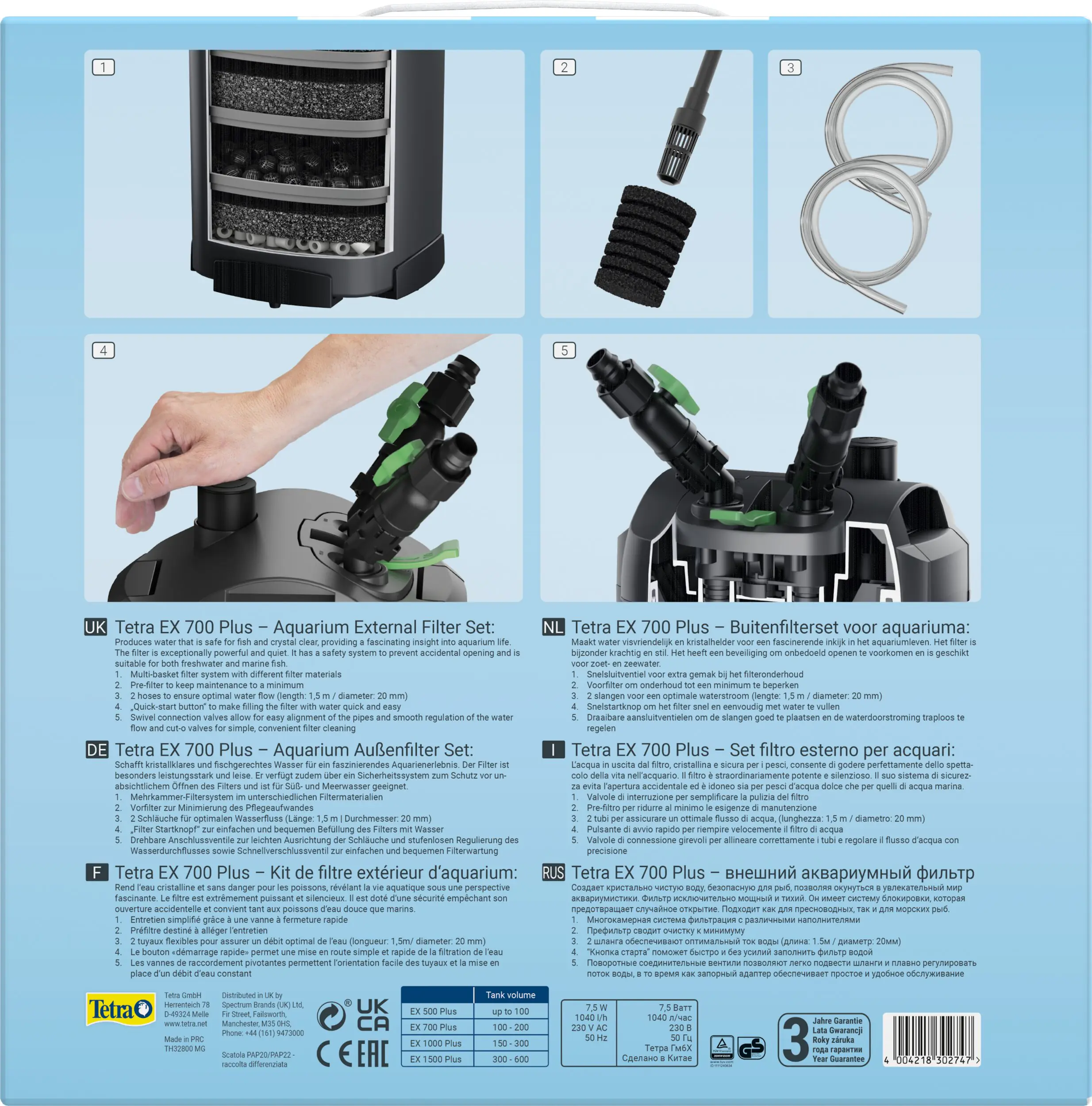 Tetra Außenfilter EX 700 Plus für Aquarien bis 200 l