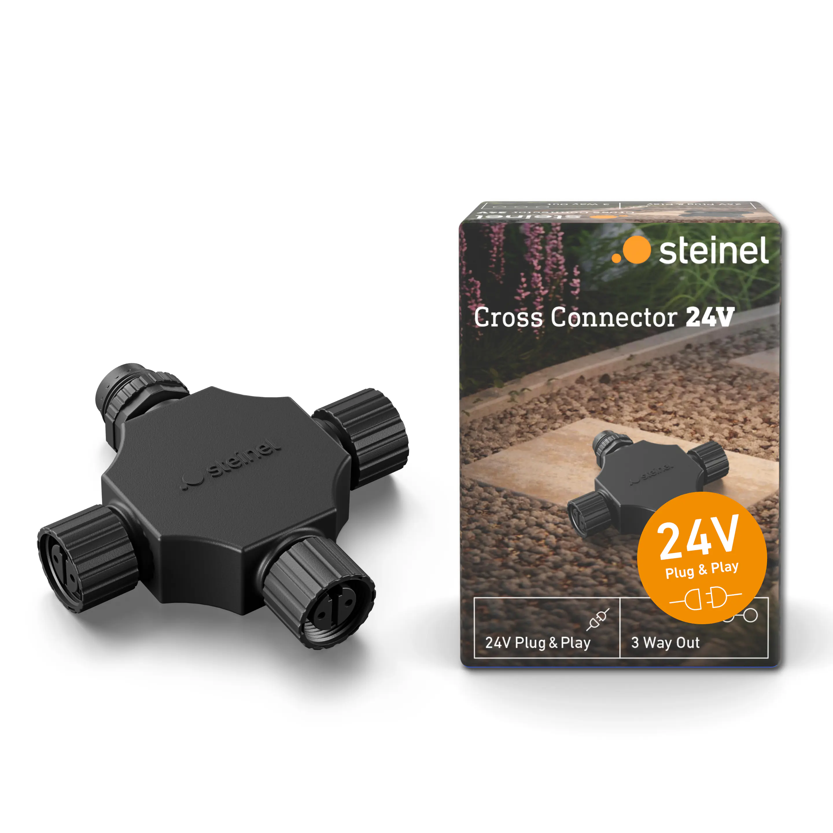Steinel Kreuzverbinder für 24V Garten-Lichtsystem schwarz