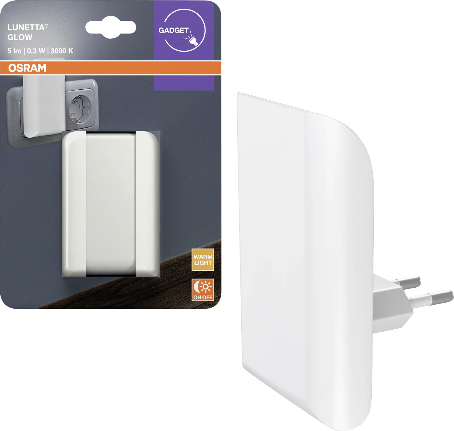 Osram LED-Nachtlicht Lunetta Glow mit Tag-/Nacht Sensor 9 cm warmweiß weiß