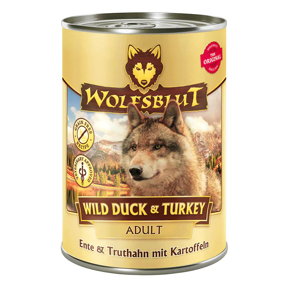 Wolfsblut Wild Duck & Turkey Hundenassfutter Adult getreidefrei 395 g Ente & Truthahn