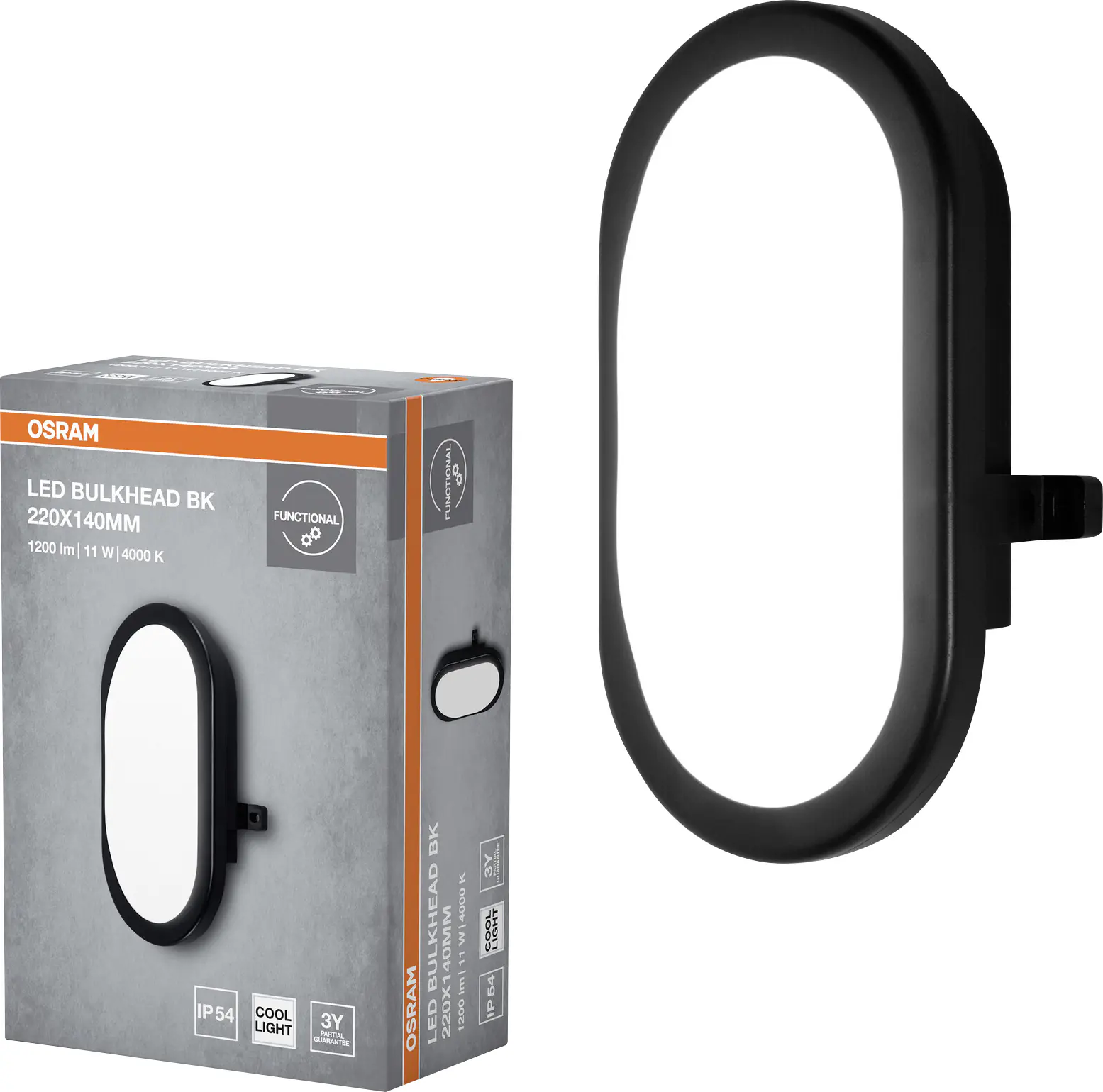 Osram LED Wandleuchte Bulkhead 11W 4000K schwarz