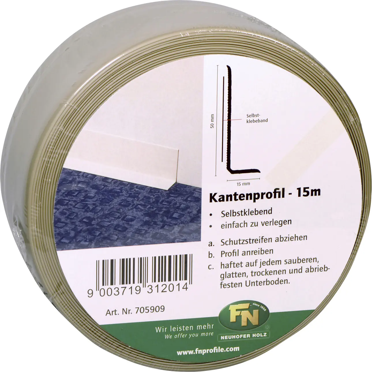 FN Neuhofer Fußleiste 1500 cm 50 x 15 mm beige