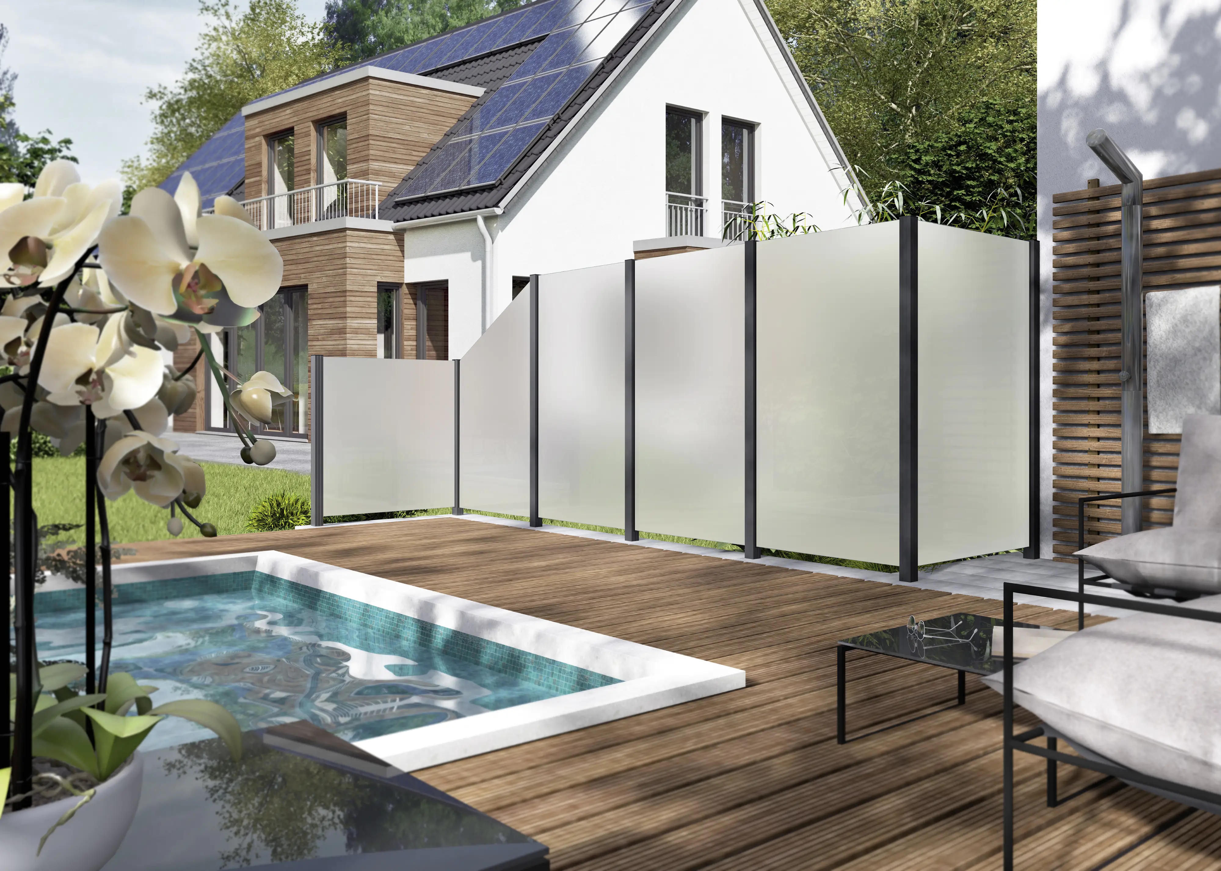 Ambiente Glaszaun Dekor 84 103 x 120 cm gehärtetes 8 mm Glas